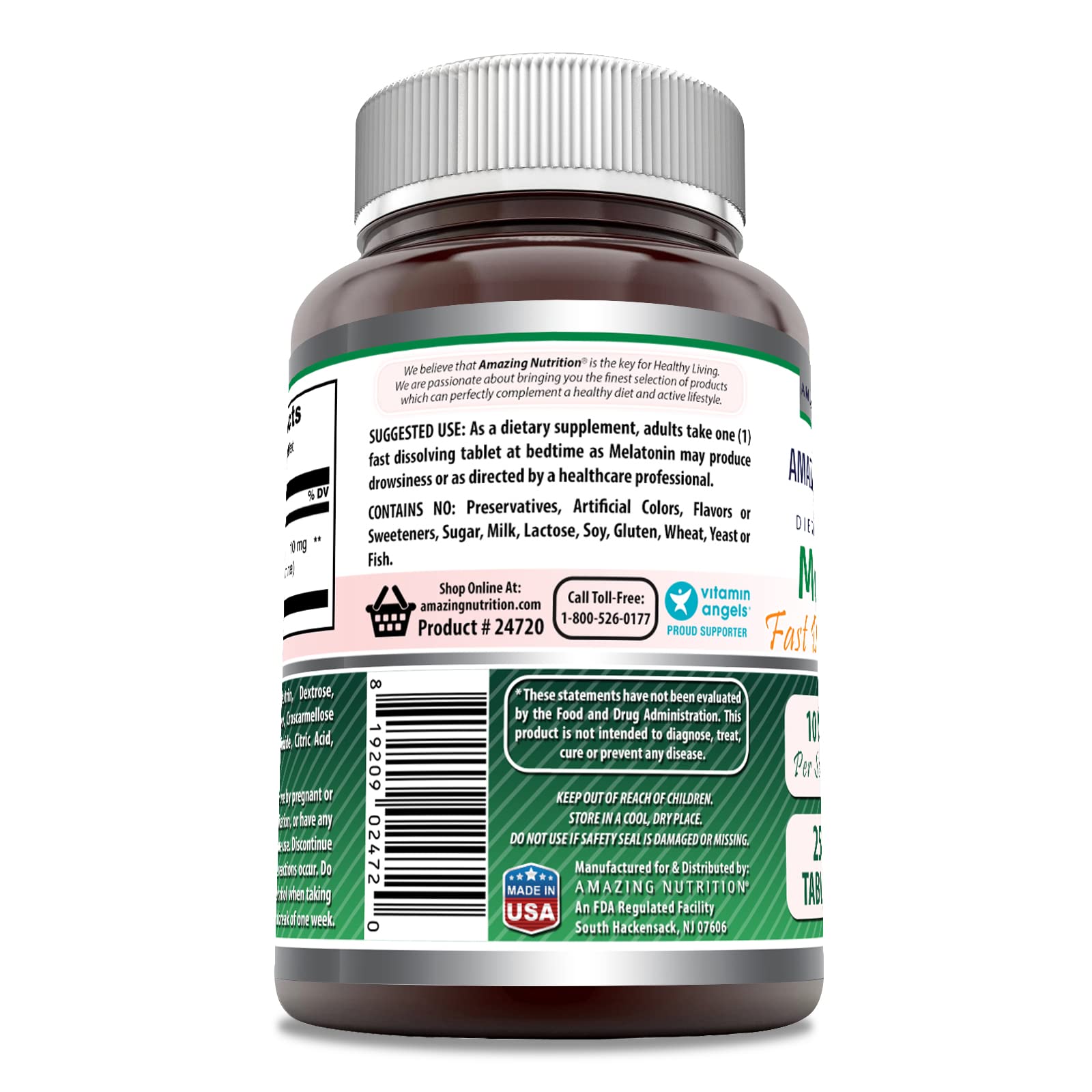Foto 3 pulgar | Suplemento Amazing Formulas De Melatonina, 10 Mg, 250 Comprimidos - Venta Internacional.