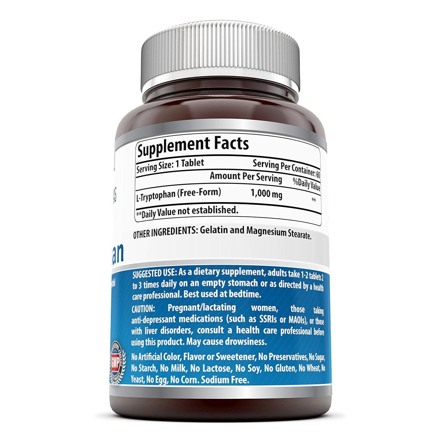 Foto 3 pulgar | Suplemento De Tabletas De L-triptófano De 1000 Mg De Amazing Formulas X120 - Venta Internacional.