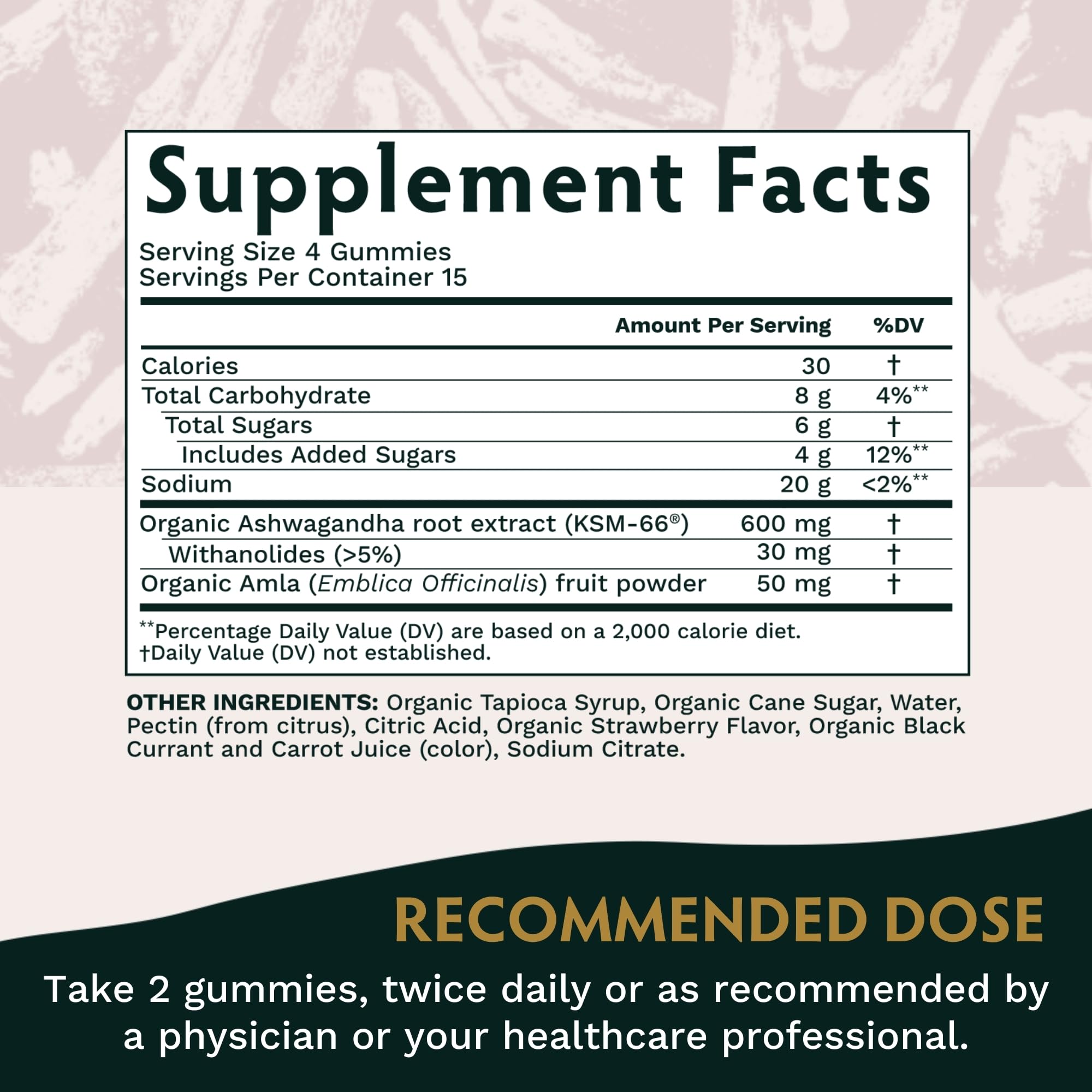 Foto 5 pulgar | Suplemento De Gomitas De Ashwagandha Ksm-66 De Tribe Organics, 600 Mg - Venta Internacional.