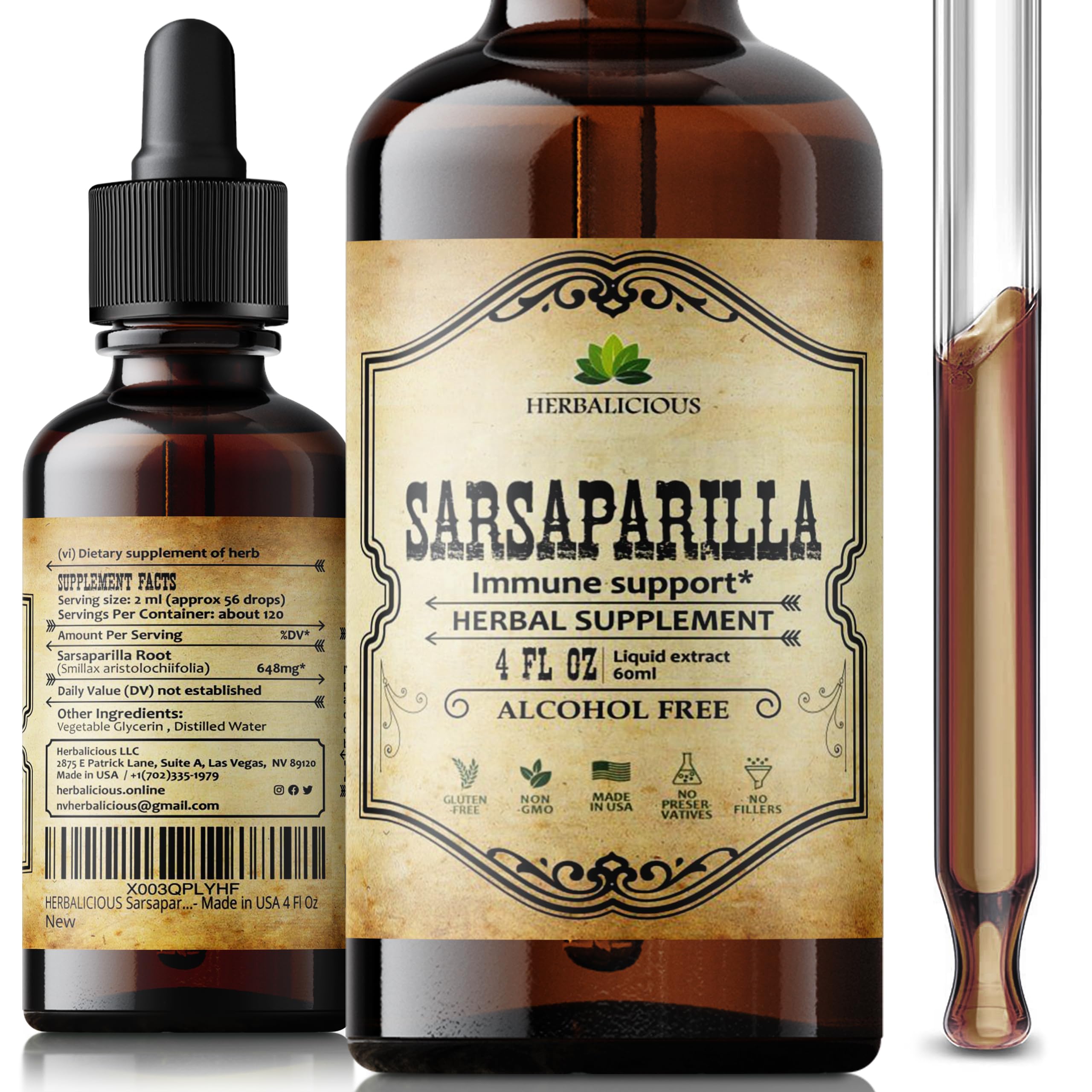 Foto 2 pulgar | Suplemento Herbalicious De Extracto De Zarzaparrilla 120 Ml, Sin Ogm - Venta Internacional.