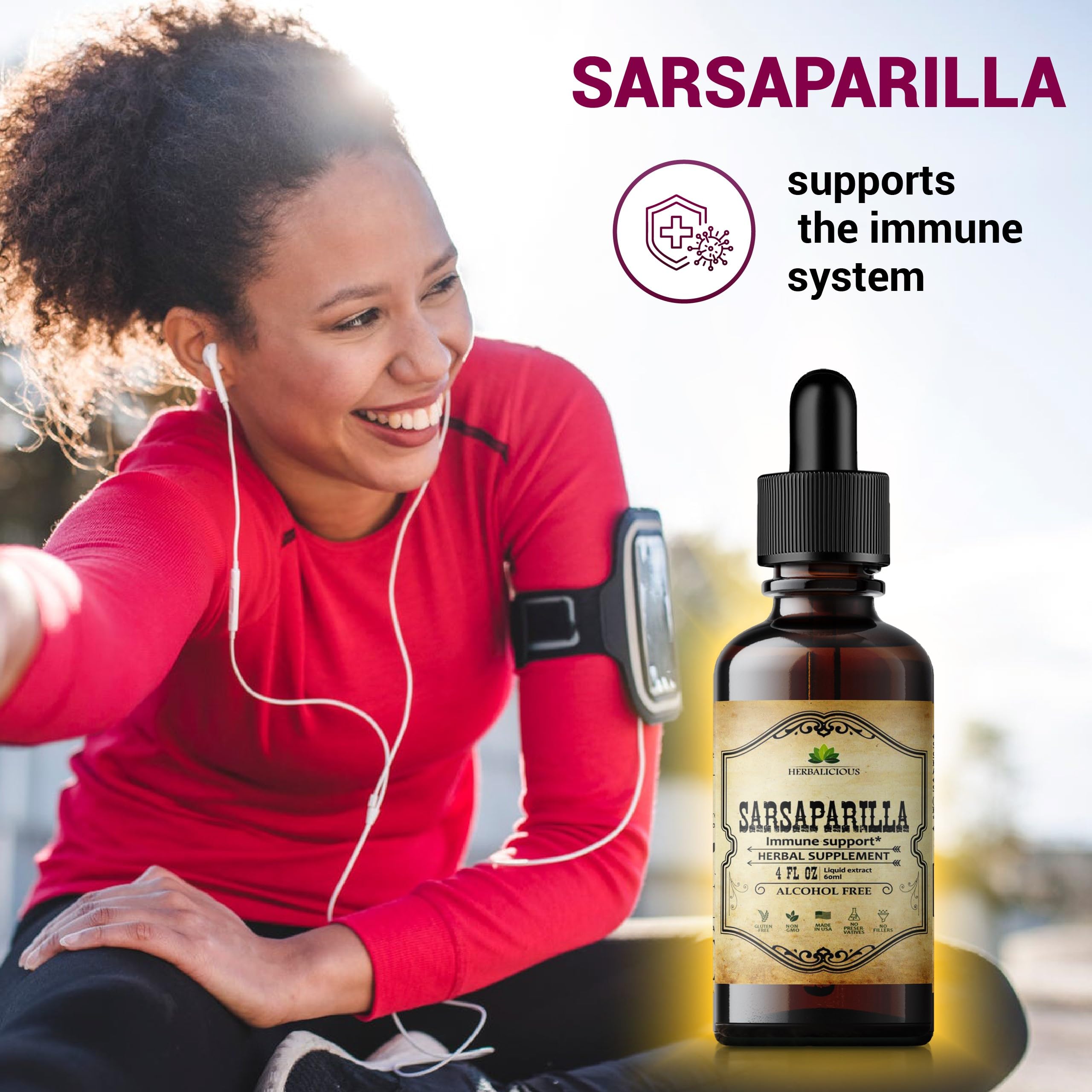 Foto 3 pulgar | Suplemento Herbalicious De Extracto De Zarzaparrilla 120 Ml, Sin Ogm - Venta Internacional.