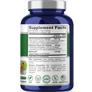 Foto 2 | Suplemento De Extracto De Castaño De Indias Nusapure 300 Mg X 180 Cápsulas - Venta Internacional.