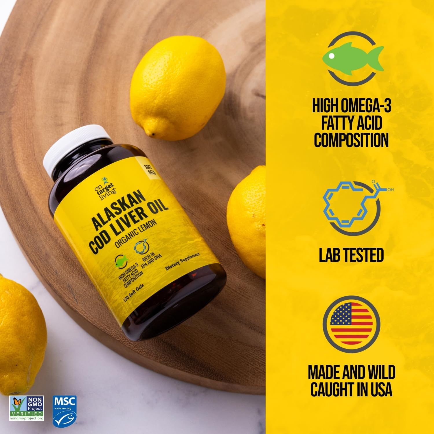 Foto 2 | Aceite De Hígado De Bacalao De Alaska Supplement On Target Living 120 Cápsulas Blandas - Venta Internacional.