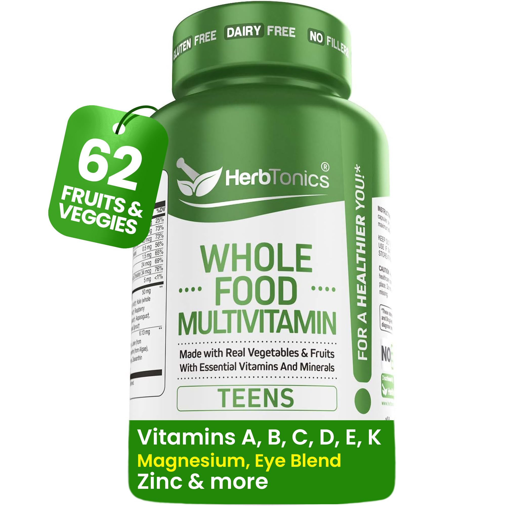 Foto 2 pulgar | Suplemento Herbtonics Whole Food Multivitamínico Para Adolescentes, 60 Cápsulas - Venta Internacional.