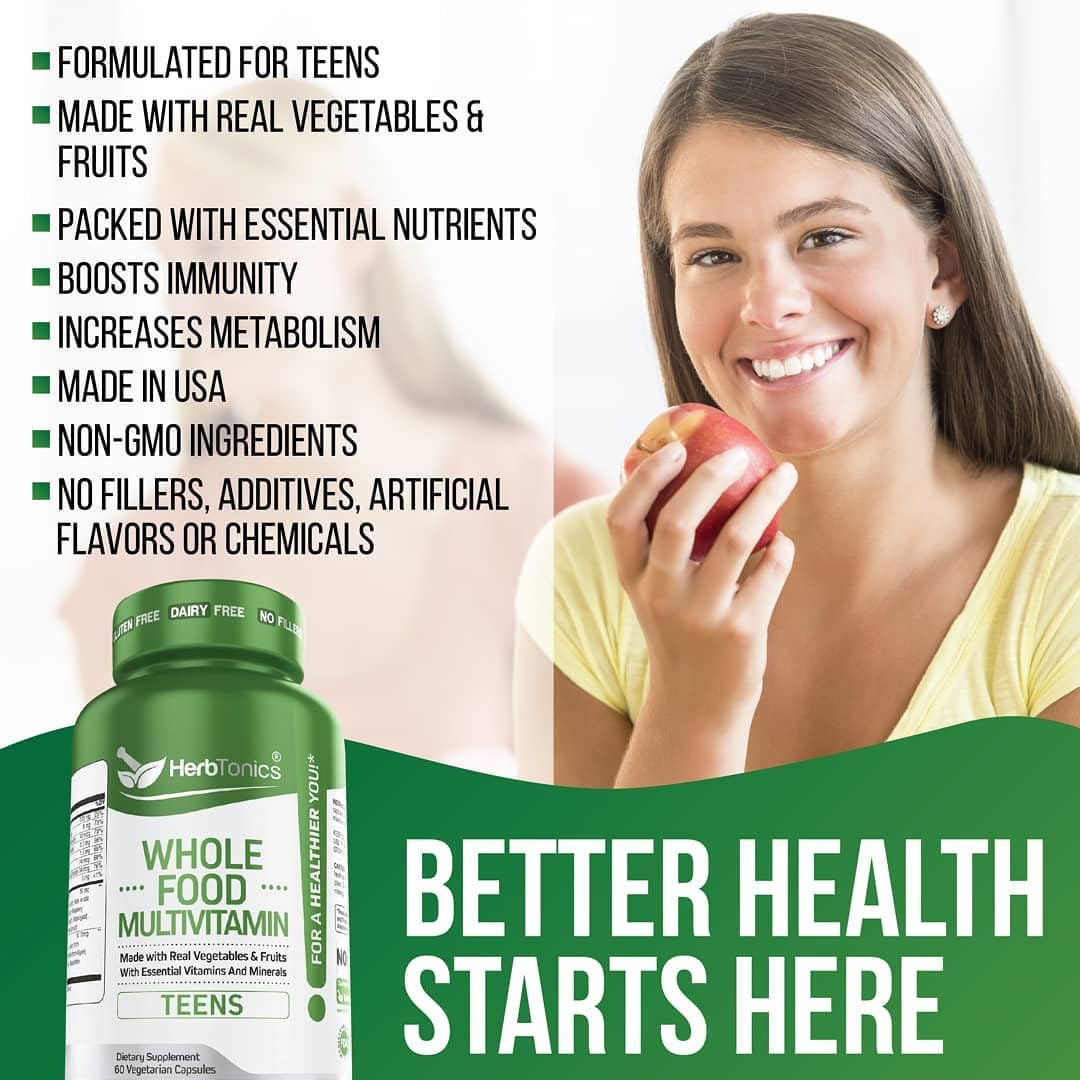 Foto 2 | Suplemento Herbtonics Whole Food Multivitamínico Para Adolescentes, 60 Cápsulas - Venta Internacional.