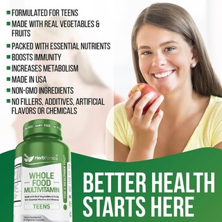 Foto 2 | Suplemento Herbtonics Whole Food Multivitamínico Para Adolescentes, 60 Cápsulas - Venta Internacional.