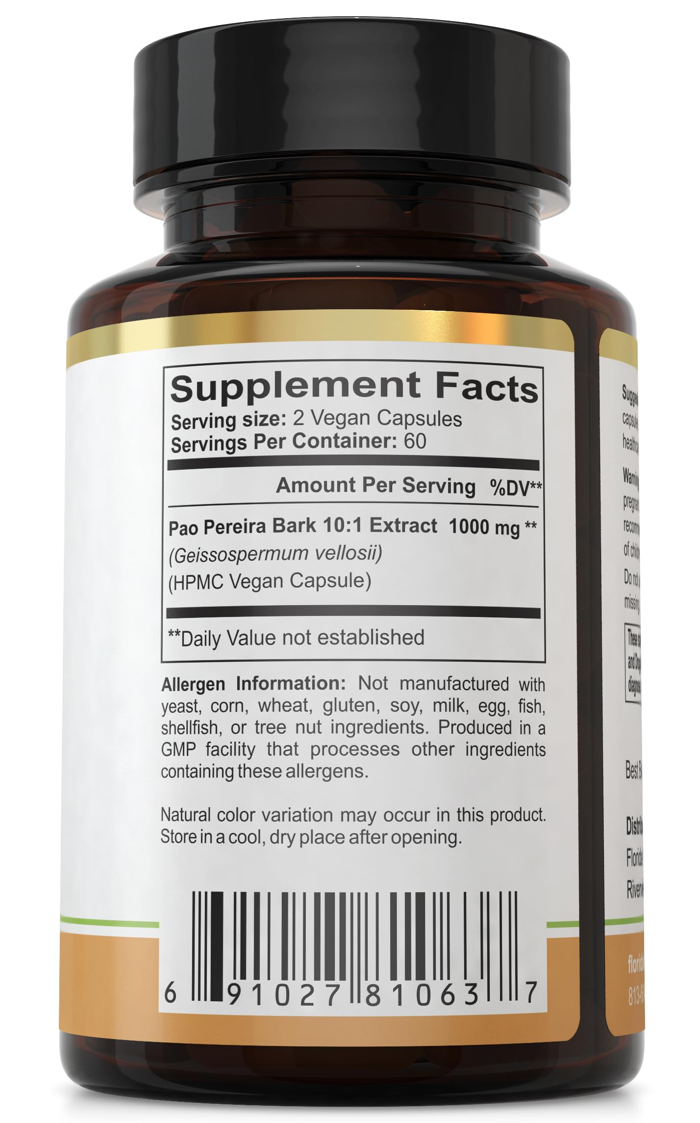 Foto 4 pulgar | Suplemento Florida Herbal Pharmacy Pao Pereira Bark 120 Cápsulas - Venta Internacional.