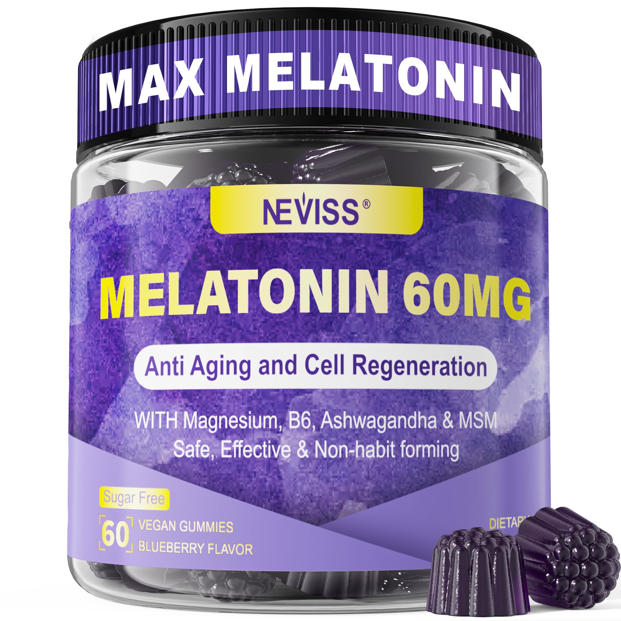Foto 1 | Suplemento De Gomitas De Melatonina Neviss De 60 Mg Para Más De 50 Adultos, 60 Unidades - Venta Internacional.