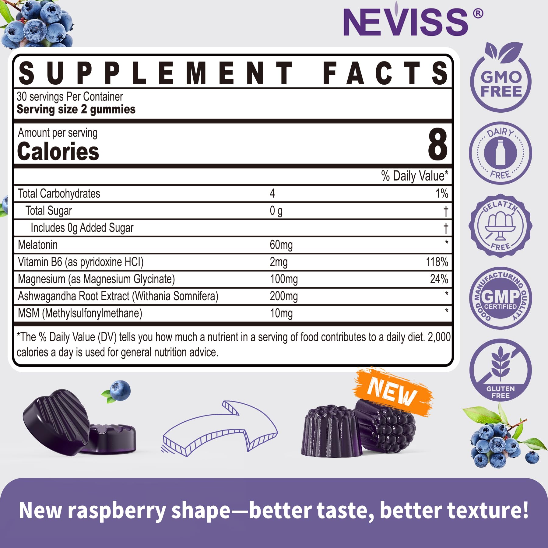Foto 3 pulgar | Suplemento De Gomitas De Melatonina Neviss De 60 Mg Para Más De 50 Adultos, 60 Unidades - Venta Internacional.
