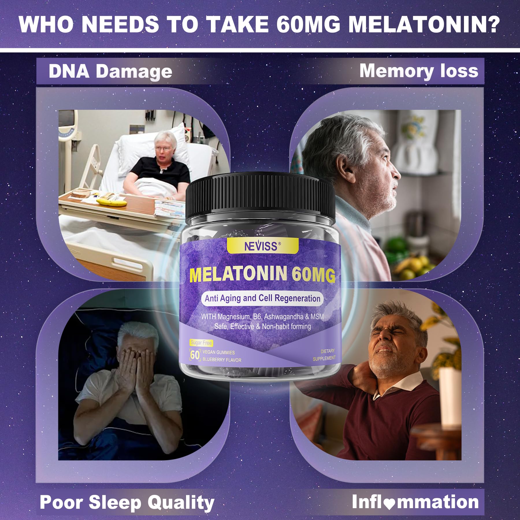 Foto 8 pulgar | Suplemento De Gomitas De Melatonina Neviss De 60 Mg Para Más De 50 Adultos, 60 Unidades - Venta Internacional.