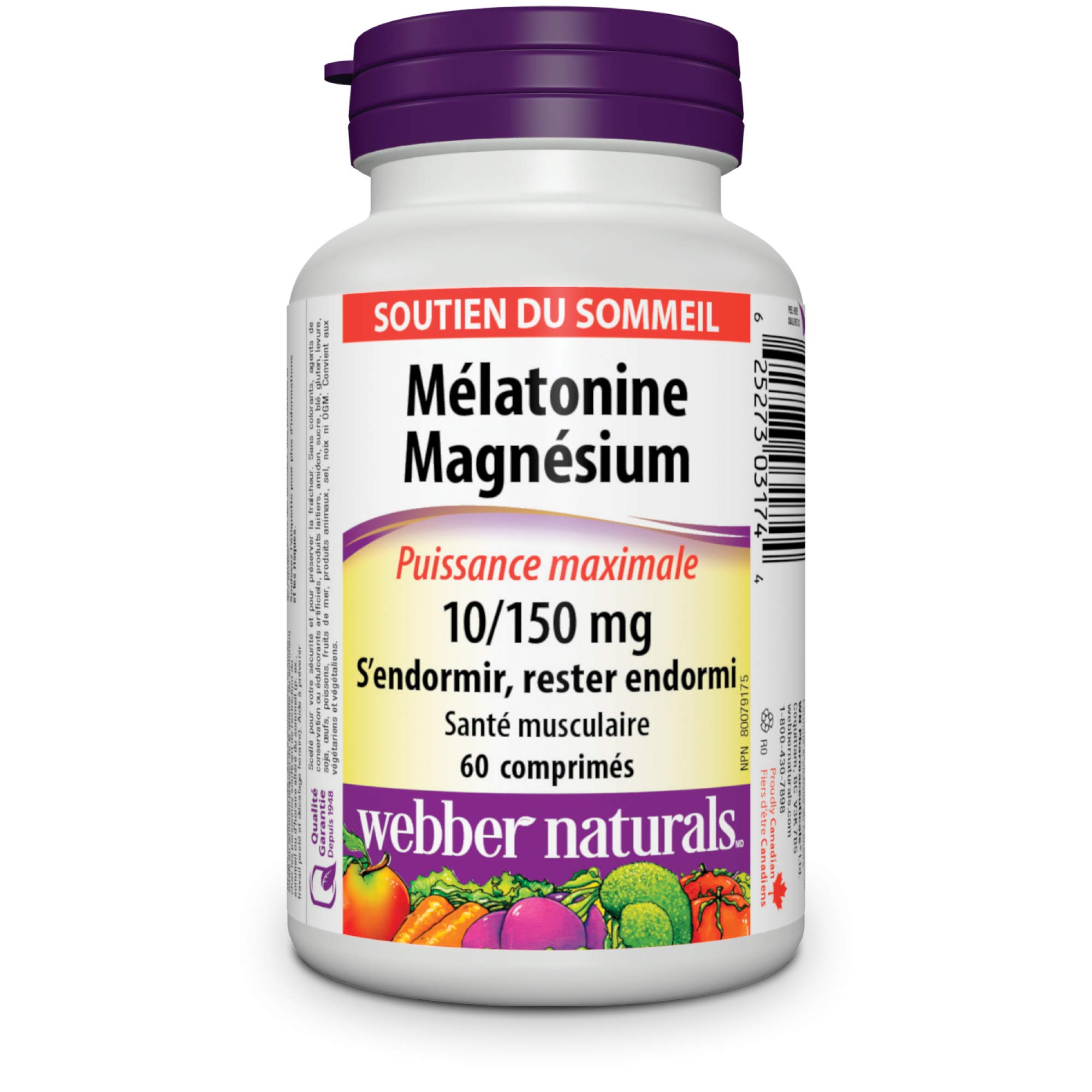 Foto 3 pulgar | Suplemento Webber Naturals Melatonina Magnesio 10/150 Mg 60 Comprimidos - Venta Internacional.