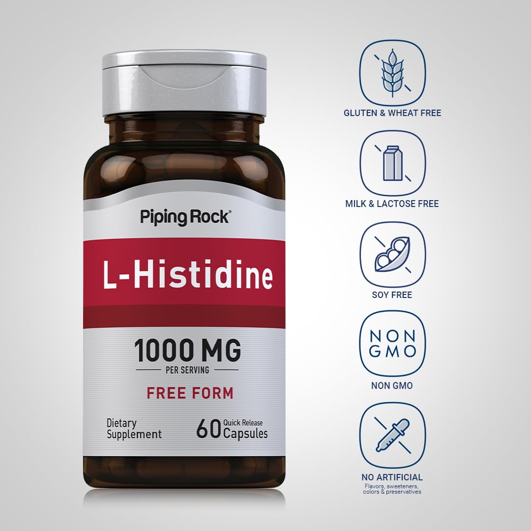 Foto 3 | Suplemento Piping Rock L-histidina 1000 Mg 60 Cápsulas - Venta Internacional.