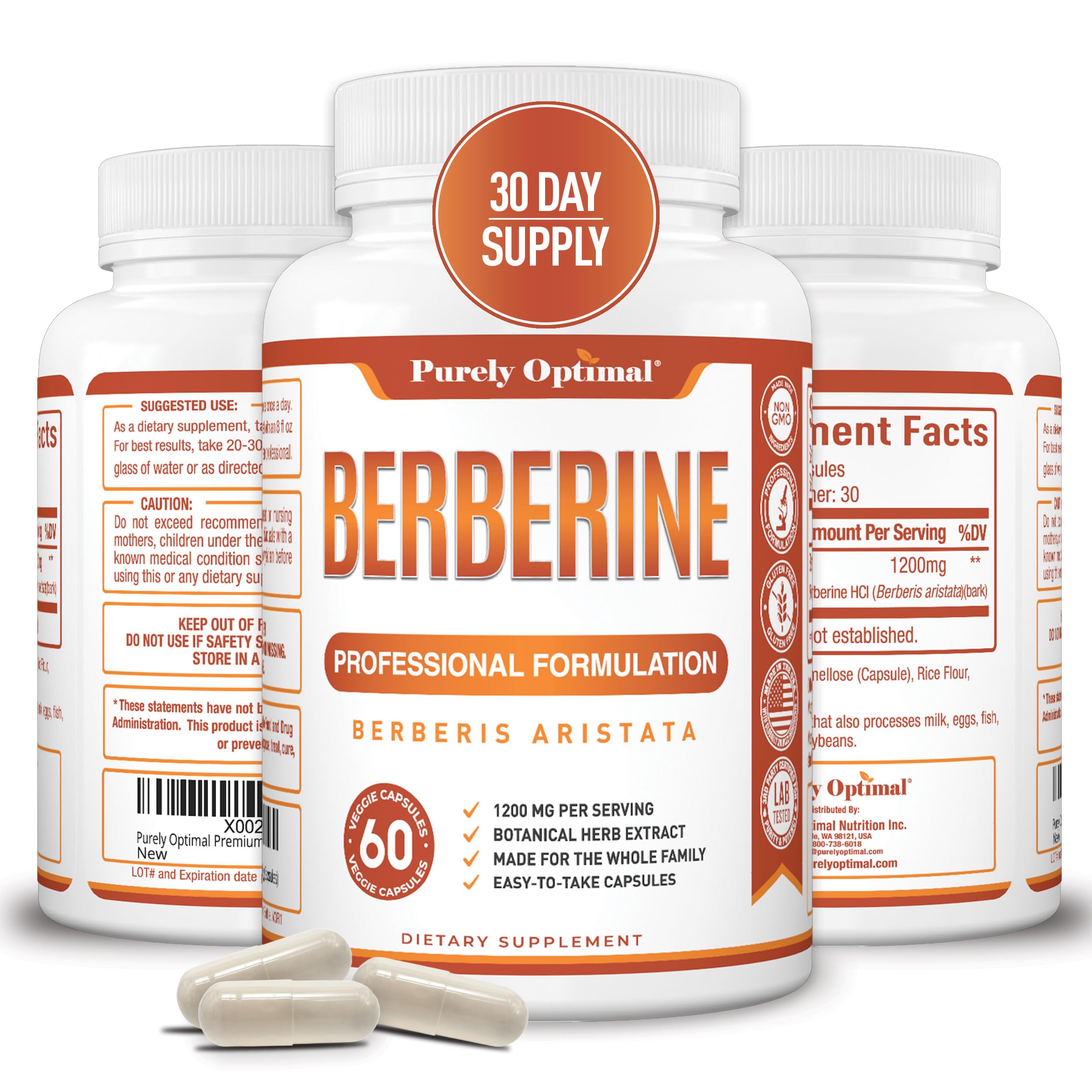 Foto 1 | Suplemento Purely Optimal Berberine Hcl 1200 Mg 60 Cápsulas - Venta Internacional.