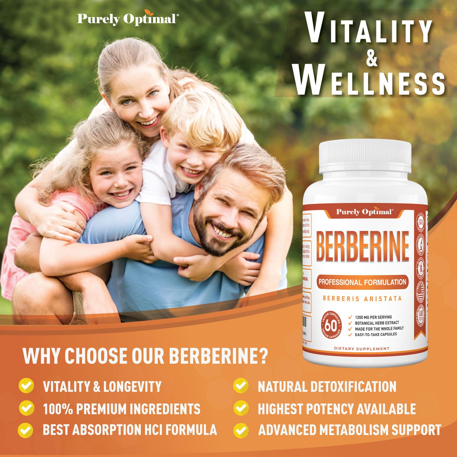 Foto 4 | Suplemento Purely Optimal Berberine Hcl 1200 Mg 60 Cápsulas - Venta Internacional.