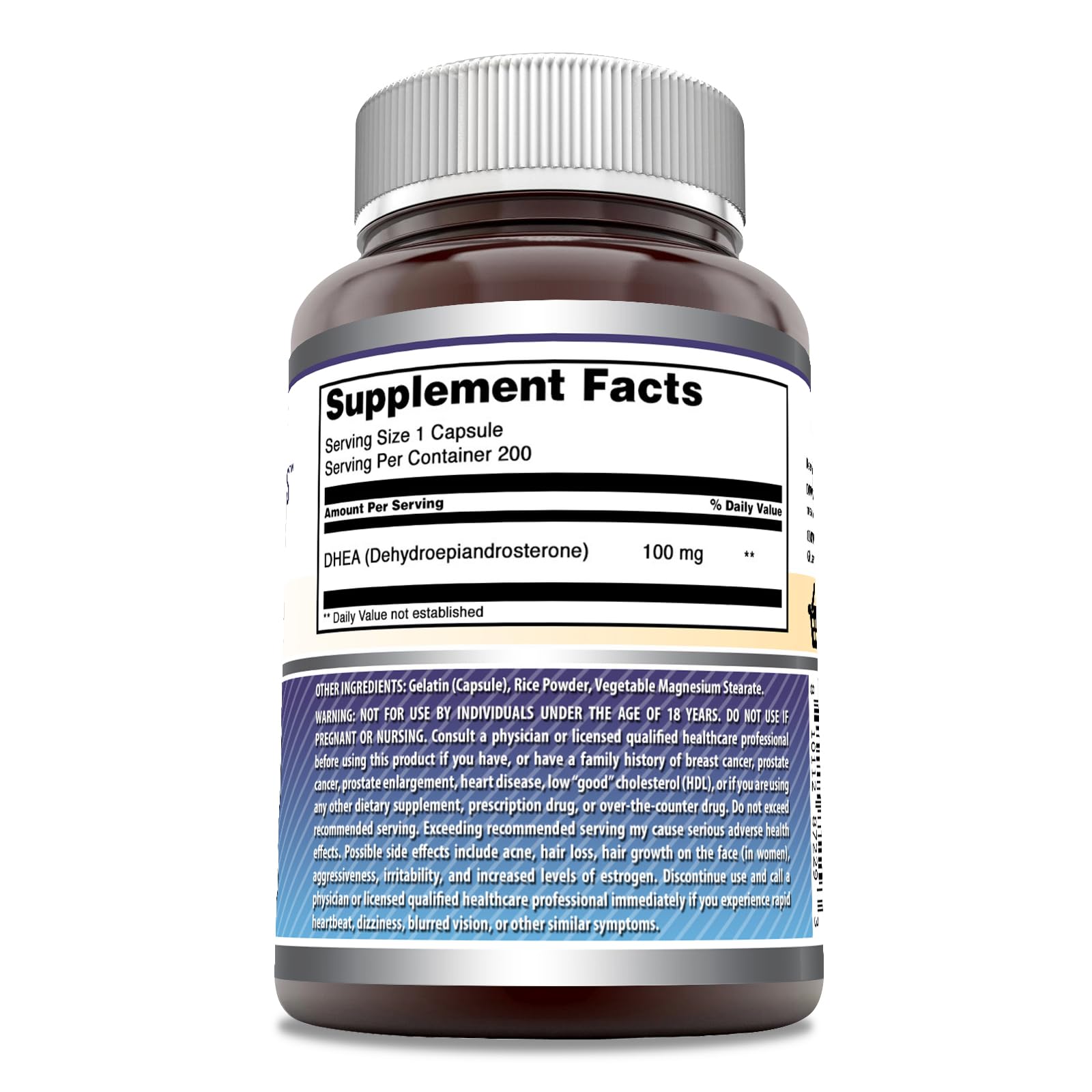 Foto 3 pulgar | Supplement Amazing Formulas Dhea, Cápsulas De 100 Mg, 200 Unidades - Venta Internacional.