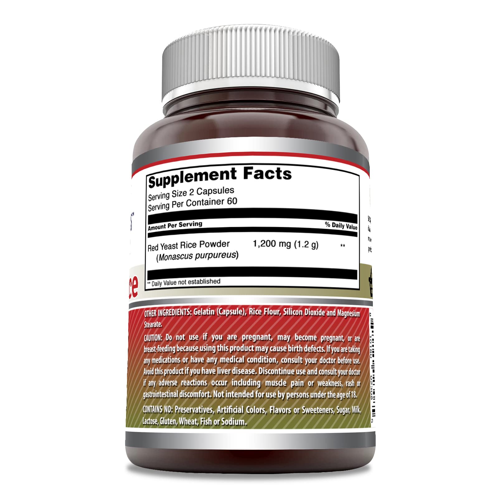 Foto 3 pulgar | Suplemento Amazing Formulas De Arroz De Levadura Roja 1200 Mg X 120 Cápsulas - Venta Internacional.