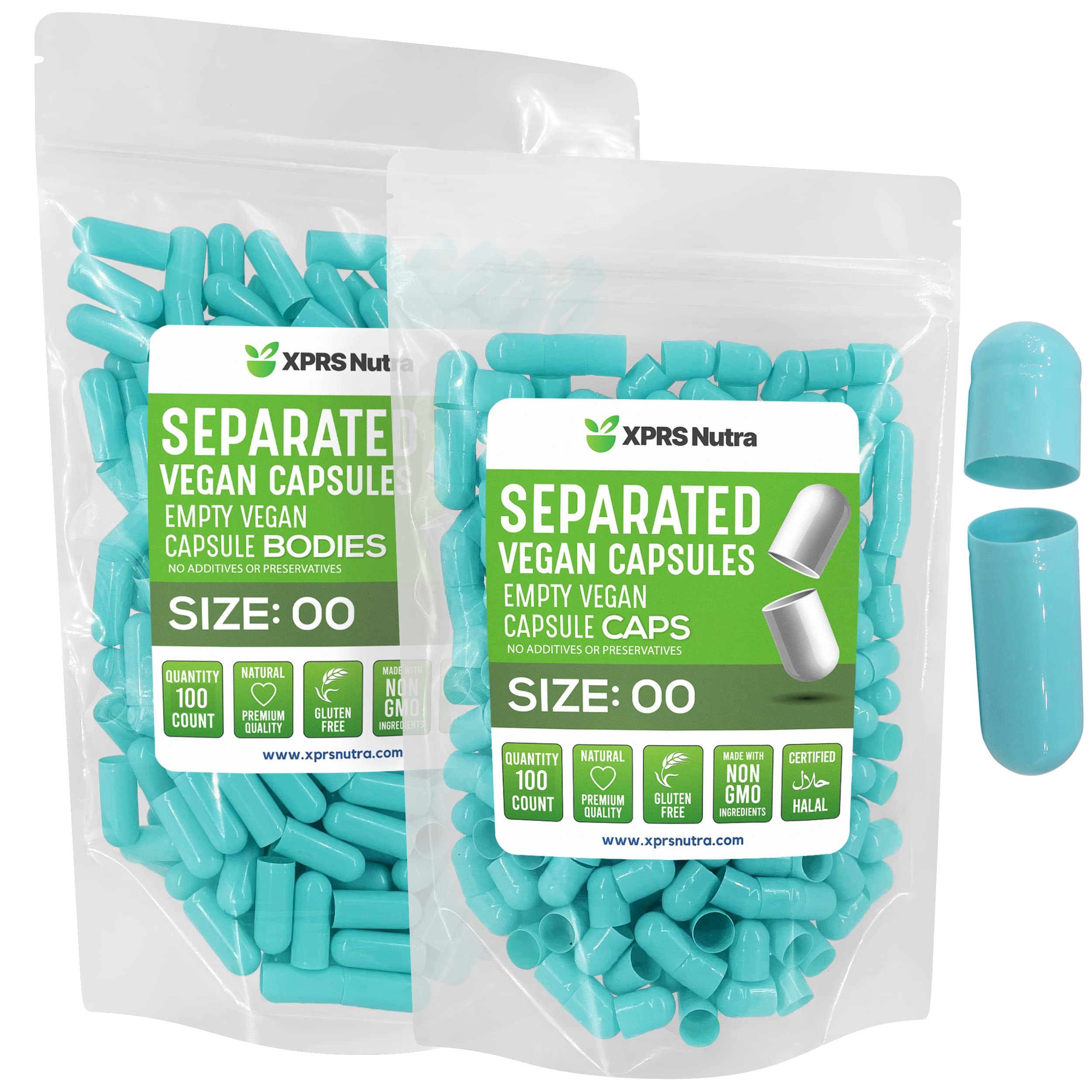 Foto 1 | Cápsulas Vacías Xprs Nutra Vegan, Tamaño 00, 100 Unidades, Color Aguamarina - Venta Internacional.