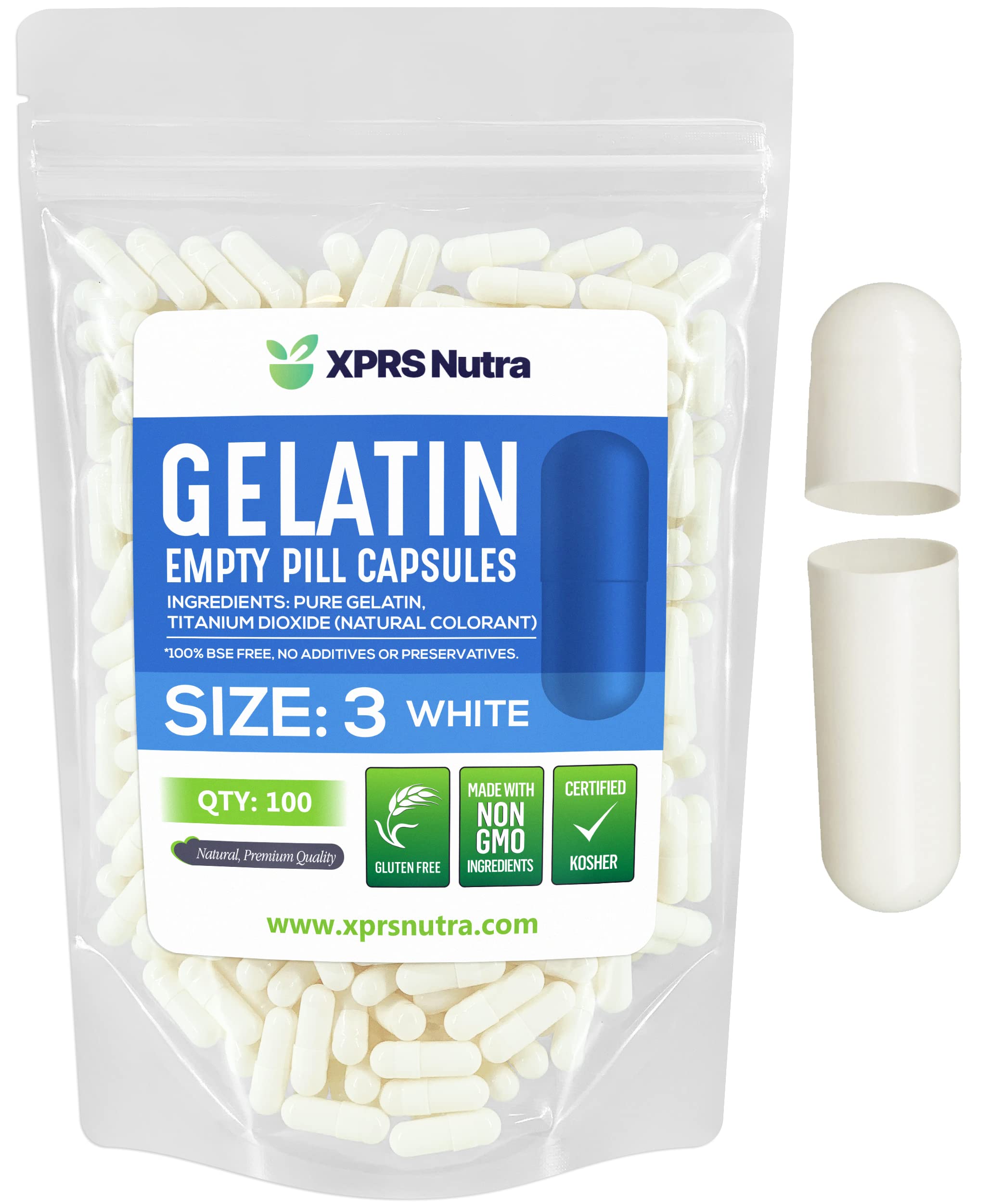Foto 2 pulgar | Cápsulas Vacías Xprs Nutra Tamaño 3, 100 Unidades, Gelatina Blanca - Venta Internacional.