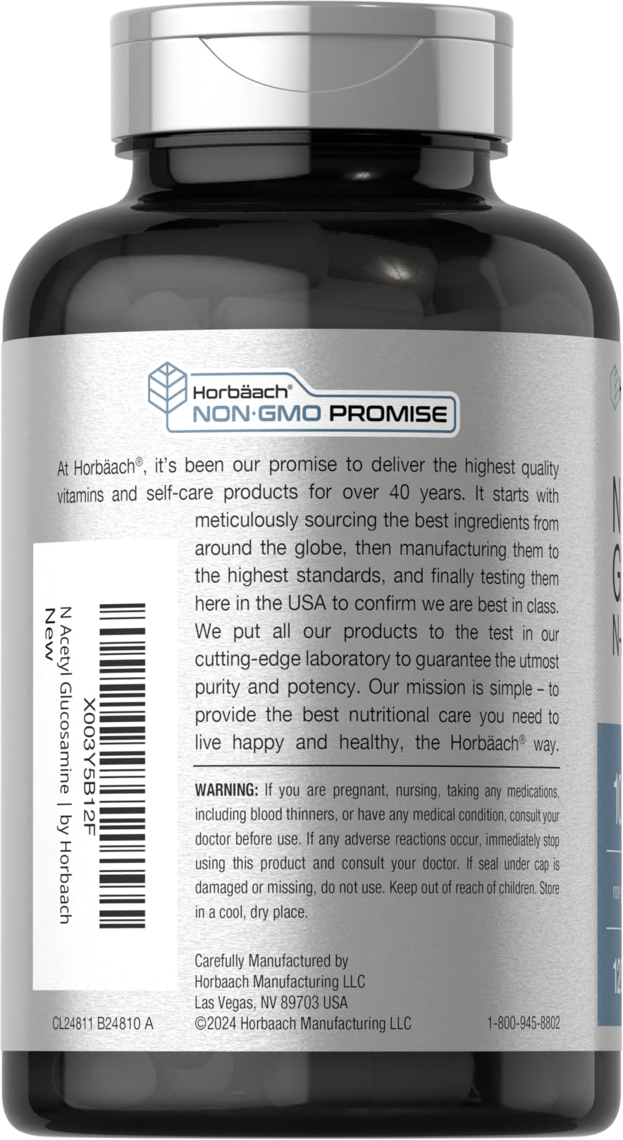 Foto 4 pulgar | Suplemento Horbäach N-acetil Glucosamina 1000 Mg 120 Cápsulas - Venta Internacional.