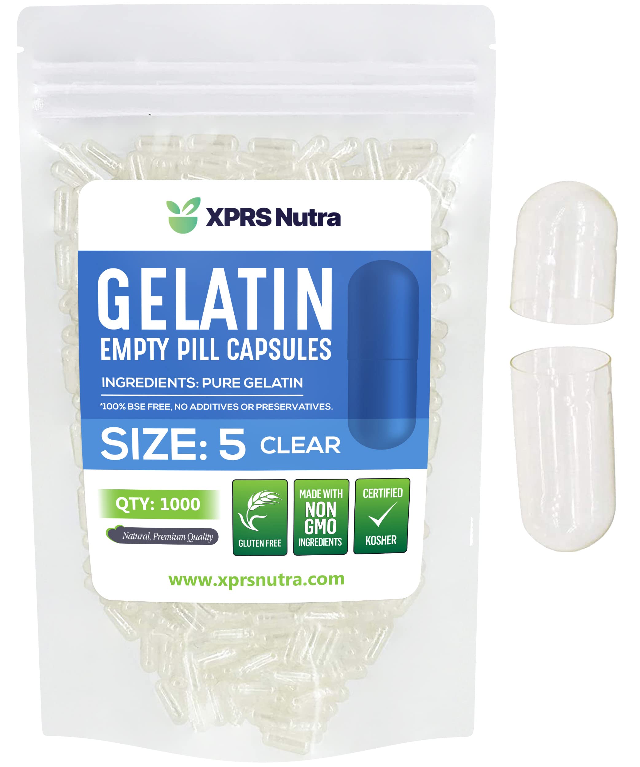 Foto 2 pulgar | Cápsulas Vacías Xprs Nutra, Tamaño 5, 1000 Unidades, Gelatina Transparente - Venta Internacional.