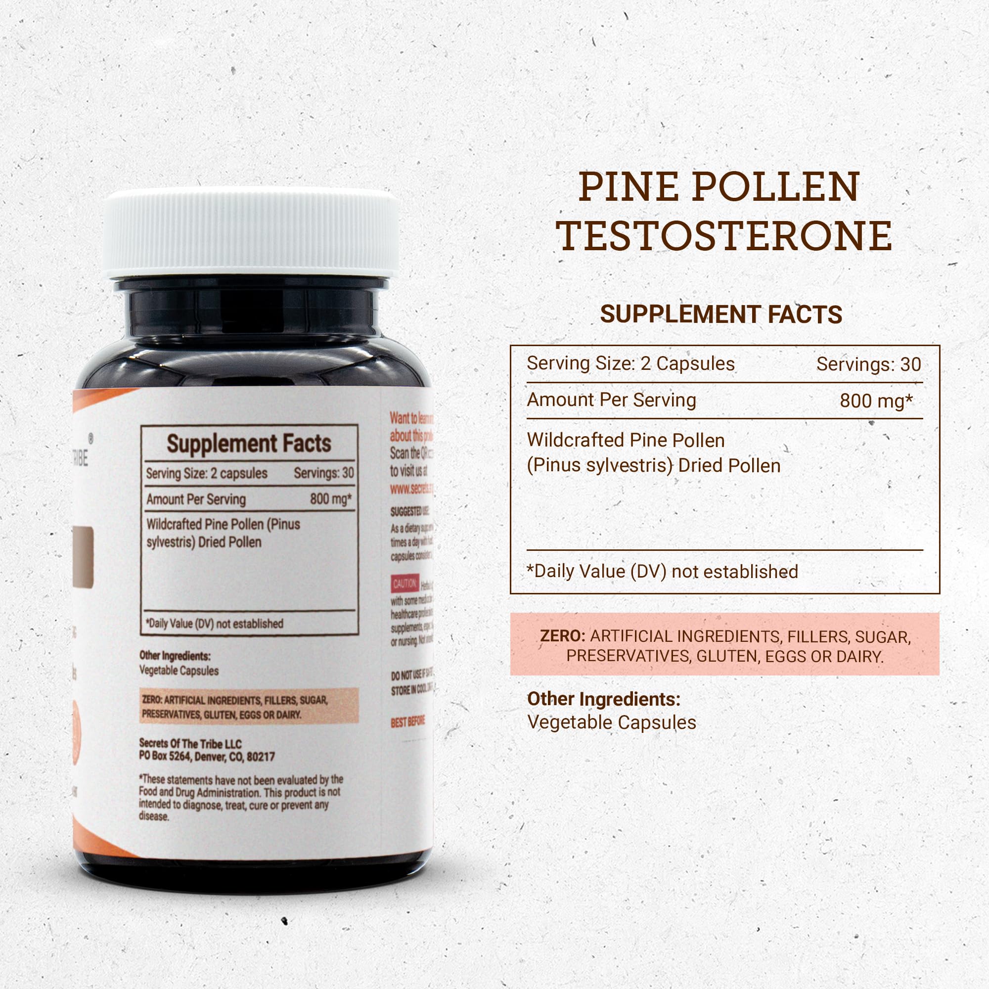 Foto 4 pulgar | Suplemento Secrets Of The Tribe: Polen De Pino Y Testosterona - Venta Internacional.
