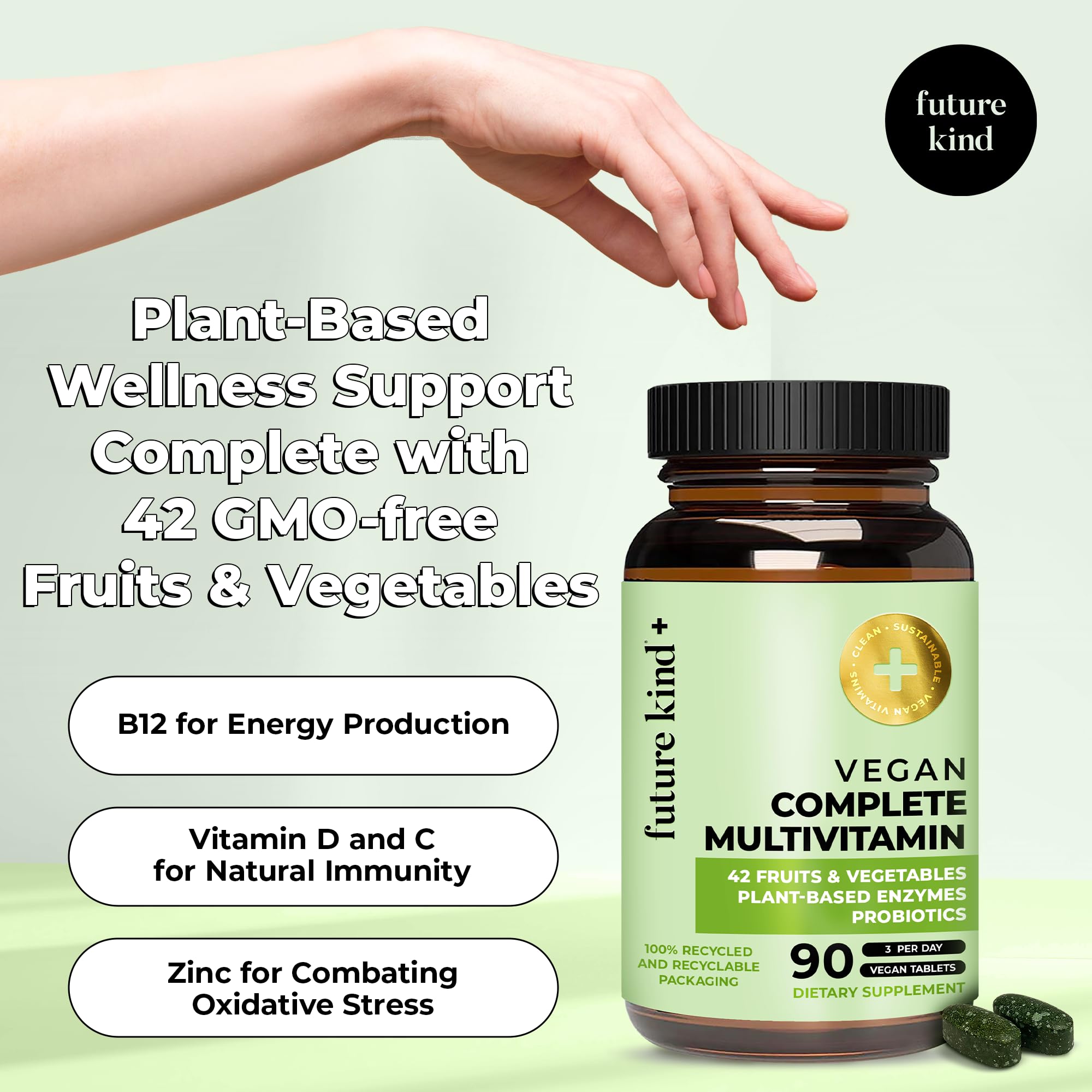 Foto 3 pulgar | Multivitamínicos Veganos Future Kind Complete 90 Comprimidos - Venta Internacional.
