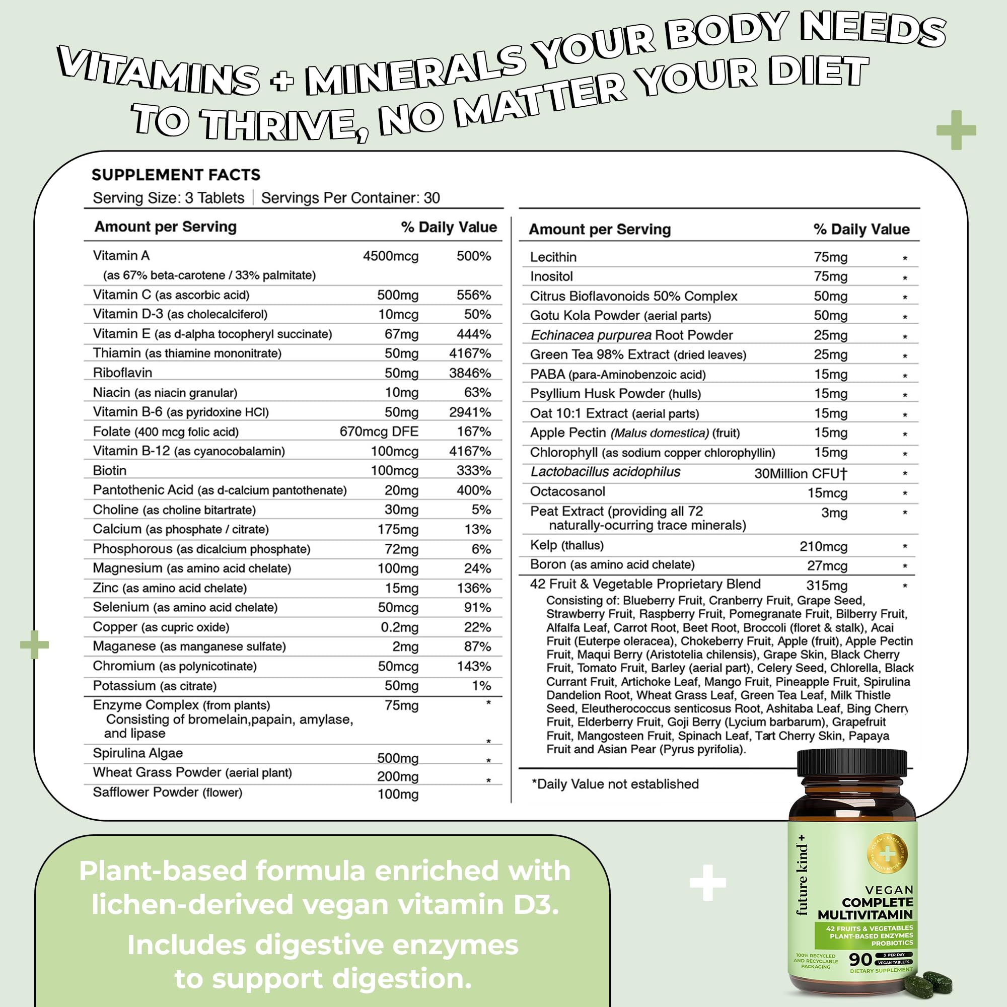 Foto 6 pulgar | Multivitamínicos Veganos Future Kind Complete 90 Comprimidos - Venta Internacional.