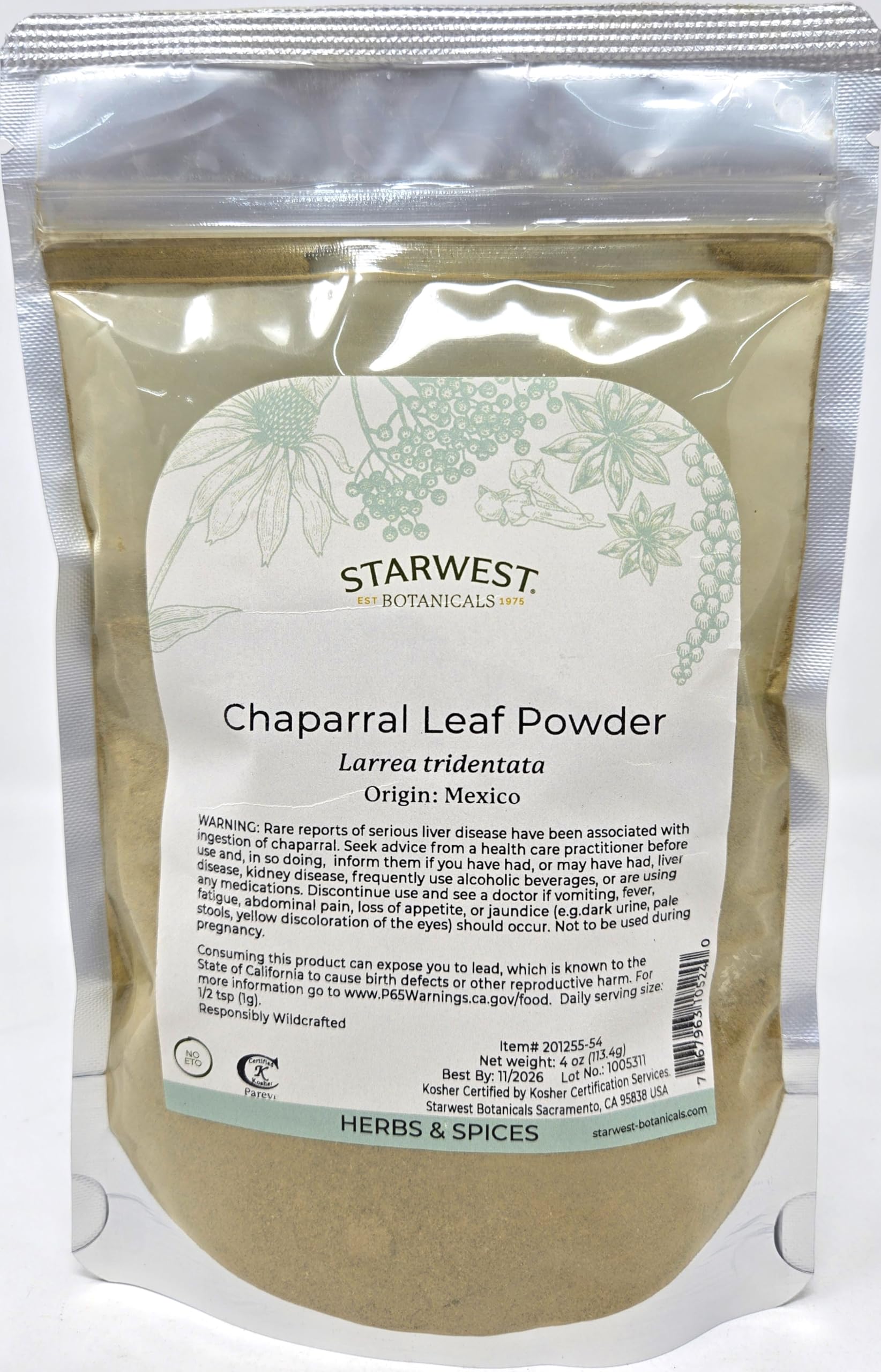 Foto 2 pulgar | Hoja De Chaparral En Polvo Starwest Botanicals, 120 Ml, Wildcrafted - Venta Internacional.