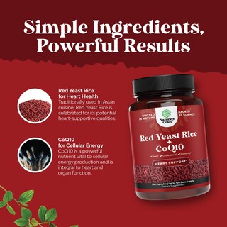 Foto 4 | Suplemento De Arroz De Levadura Roja Artesanal De Natures, 1200 Mg Con 100 Mg De Coq10 - Venta Internacional.