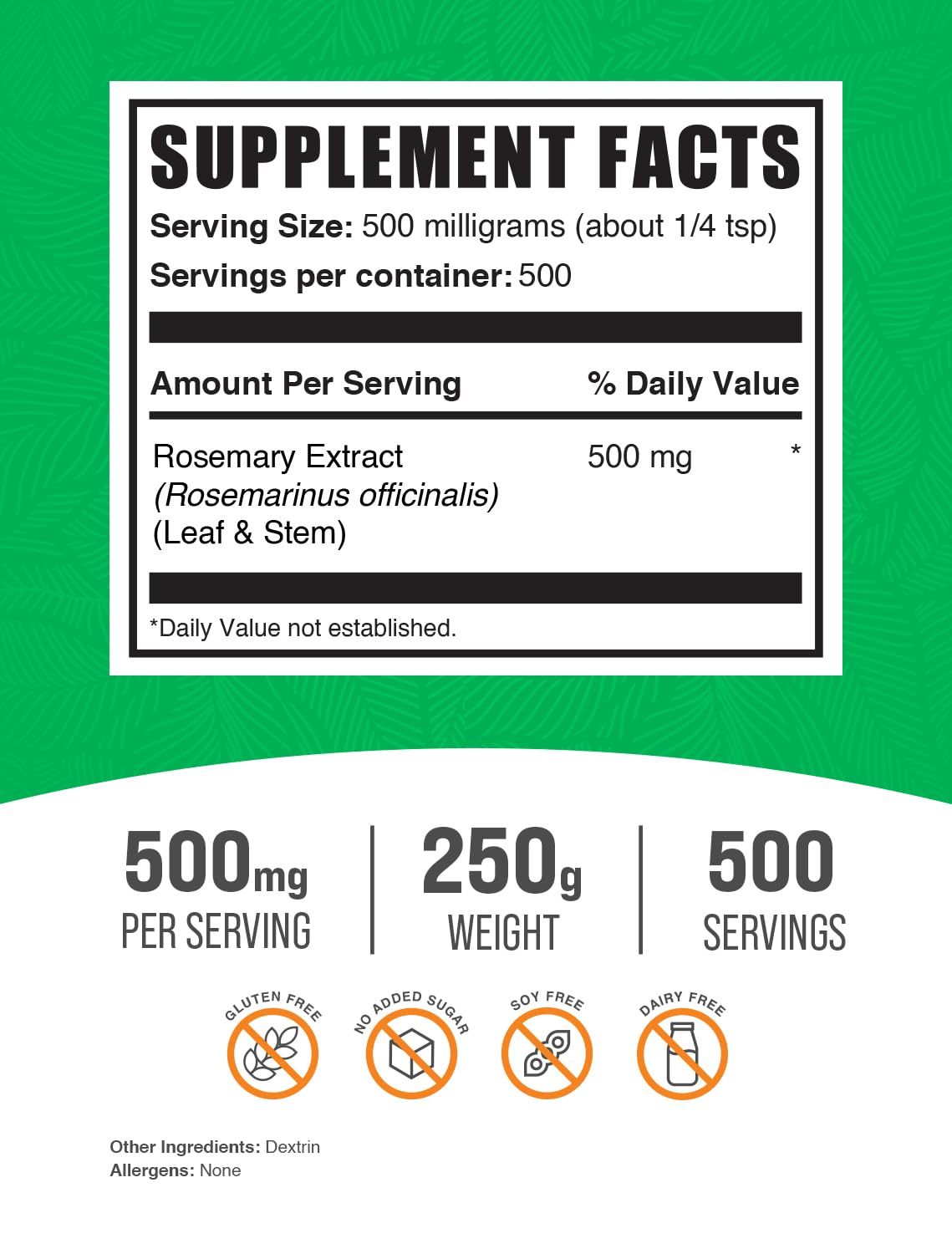 Foto 3 pulgar | Suplemento Bulksupplements.com Extracto De Romero 250 G - Venta Internacional.
