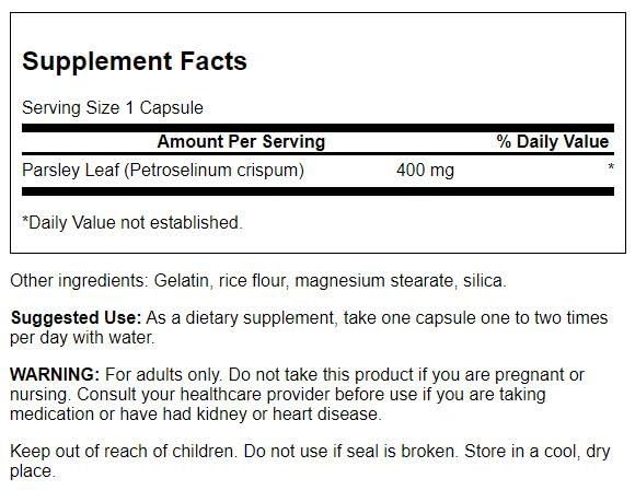 Foto 3 pulgar | Suplemento De Extracto De Hoja De Perejil De Espectro Completo De Swanson 400 Mg - Venta Internacional.