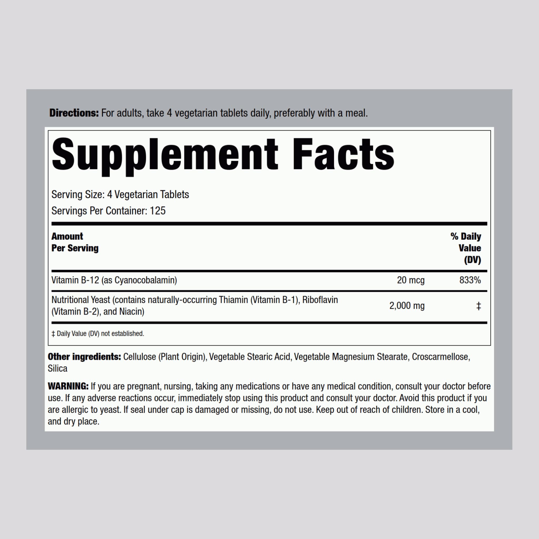 Foto 3 pulgar | Suplemento Piping Rock Nutritional Yeast Tablets 500 Píldoras - Venta Internacional.