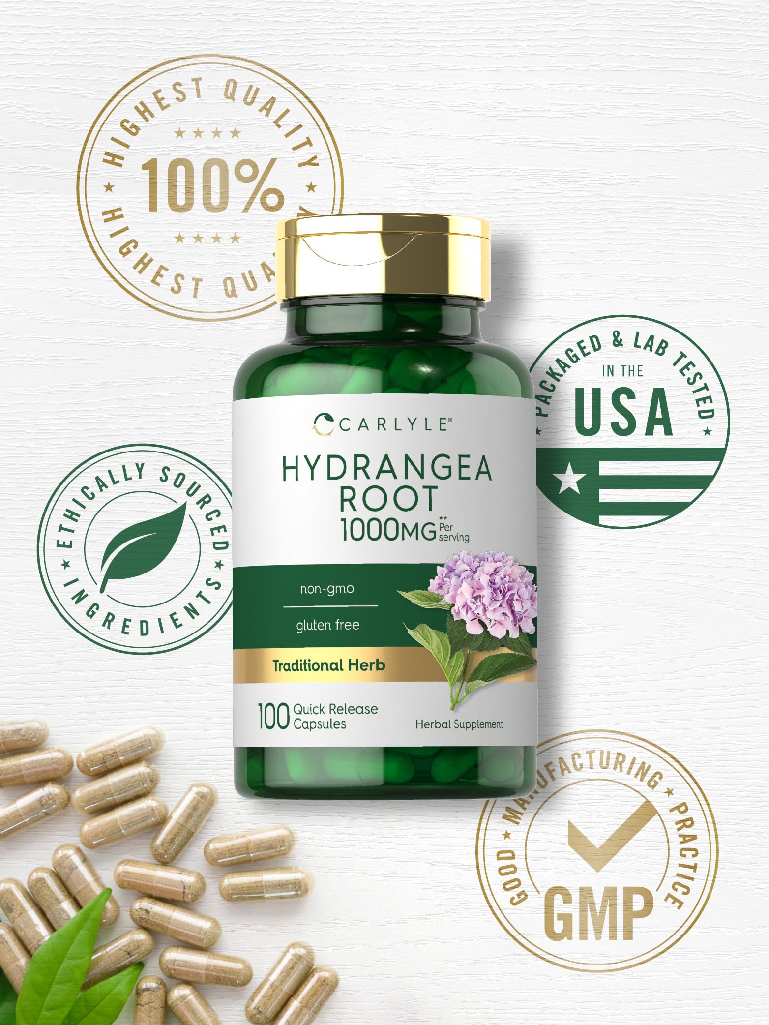 Foto 5 | Suplemento Carlyle, Cápsulas De Raíz De Hortensia, 1000 Mg, 100 Unidades - Venta Internacional.