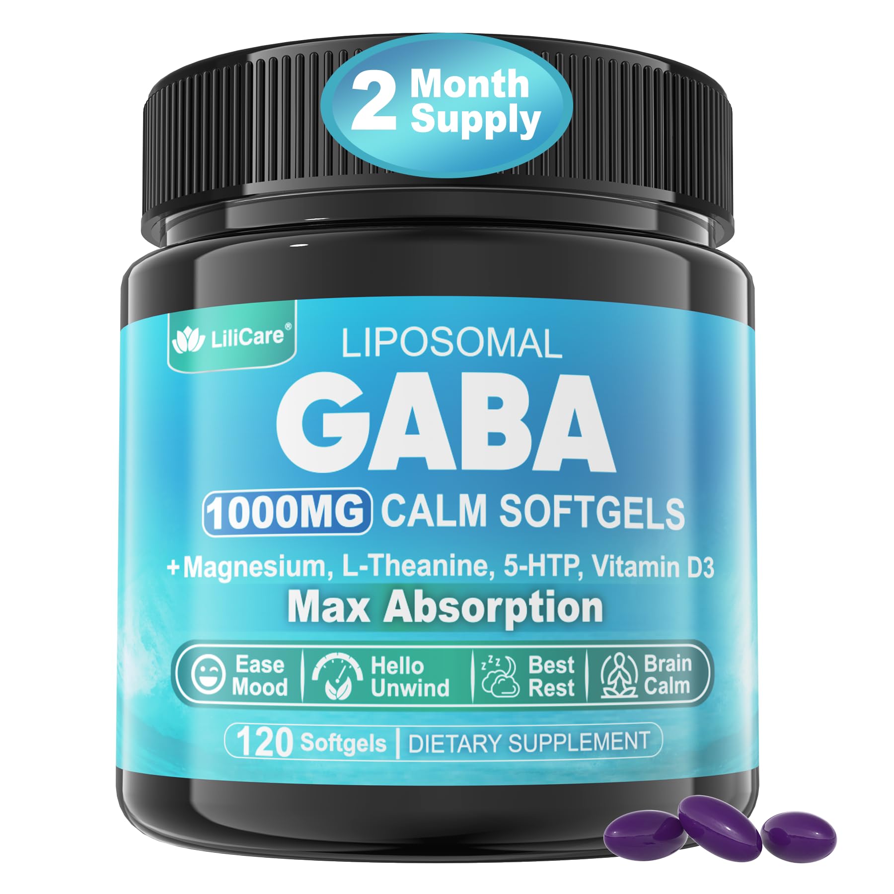 Foto 2 pulgar | Suplemento Lilicare Gaba 1000 Mg En Forma Liposomal, 120 Cápsulas Blandas - Venta Internacional.