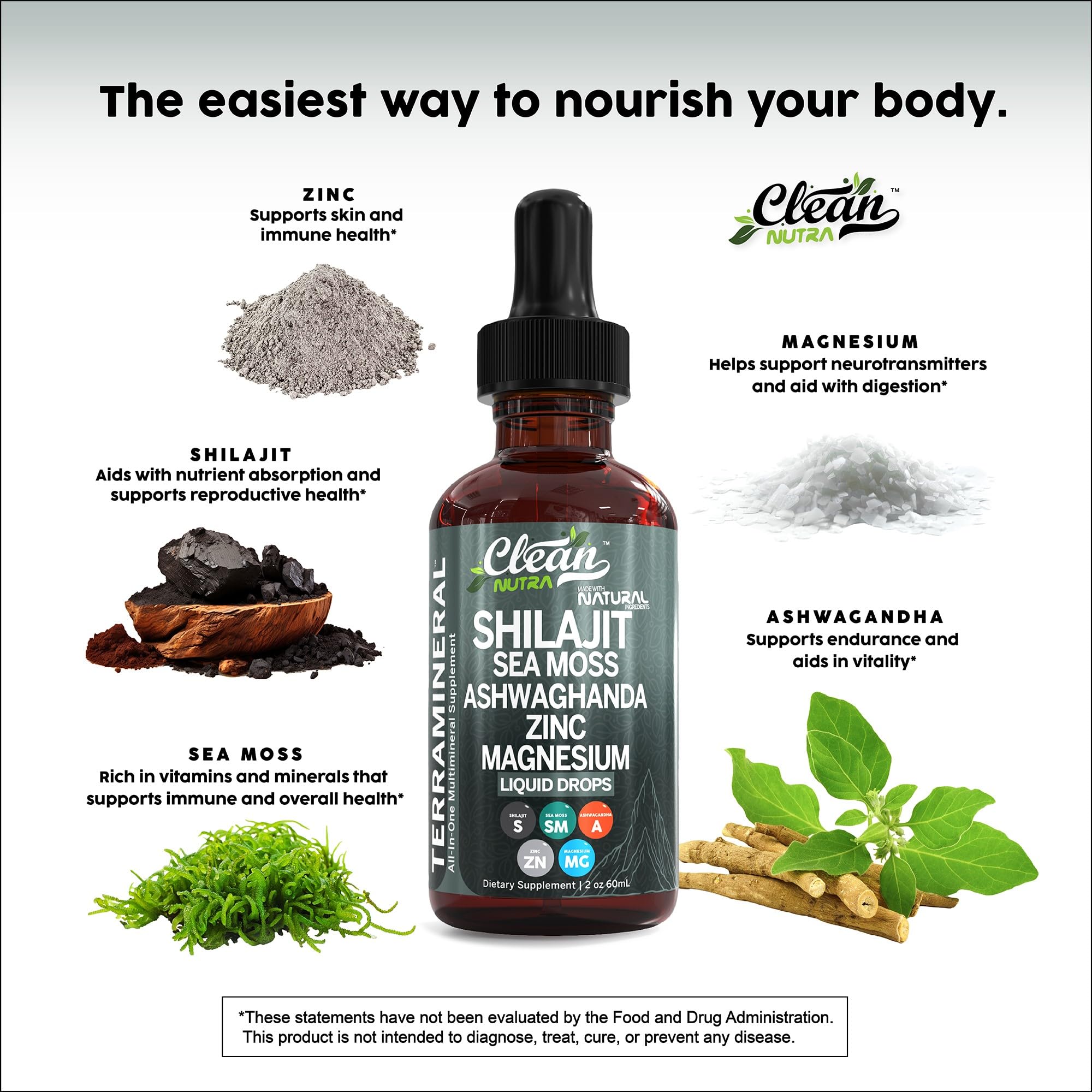 Foto 3 pulgar | Suplemento Clean Nutra Terra Mineral Con Shilajit Y Musgo Marino - Venta Internacional.