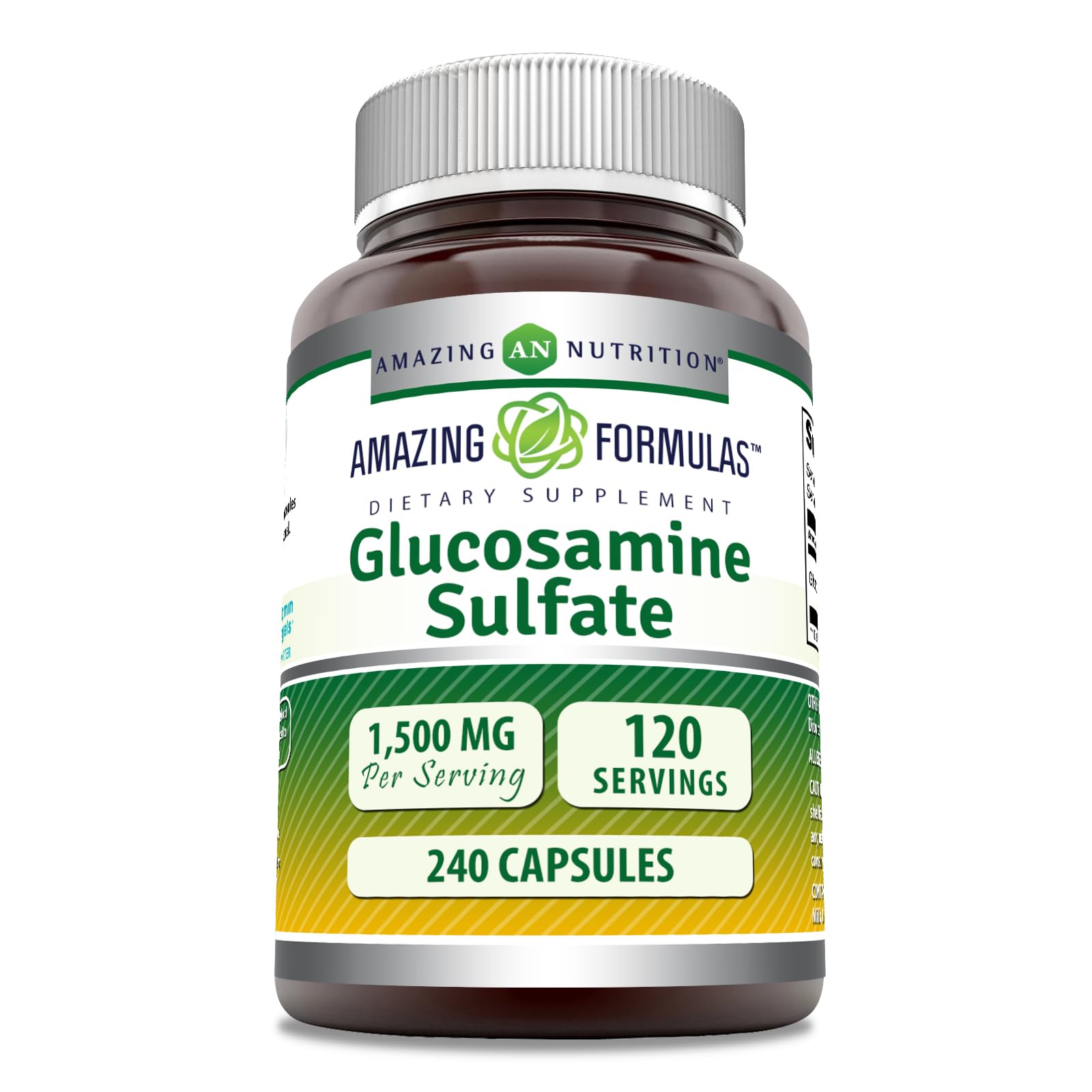 Supplement Amazing Formulas Sulfato De Glucosamina 1500 Mg 240 Cápsulas - Venta Internacional.