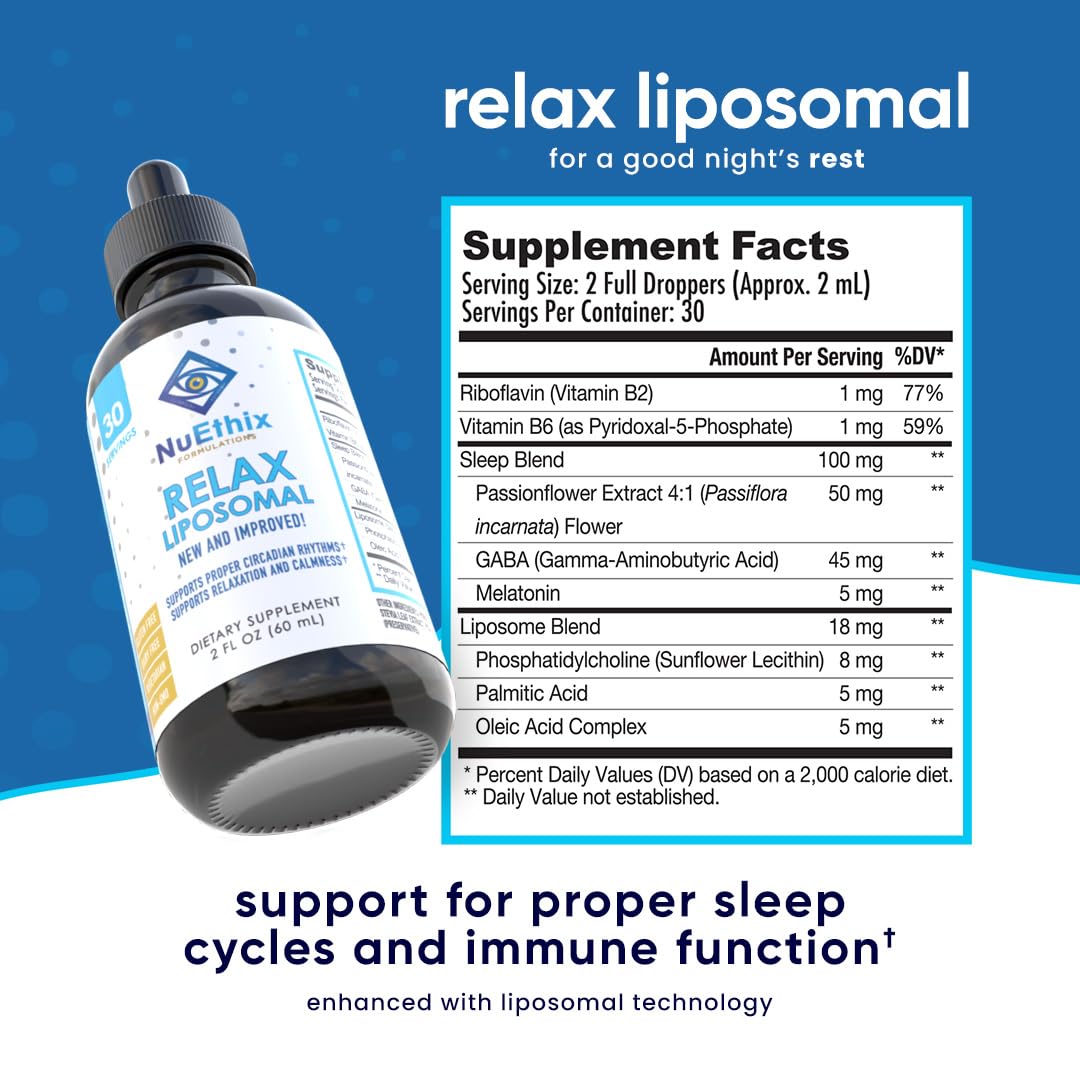 Foto 4 pulgar | Suplemento Nuethix Formulations Relax Liposomal, 60 Ml, 30 Porciones - Venta Internacional.