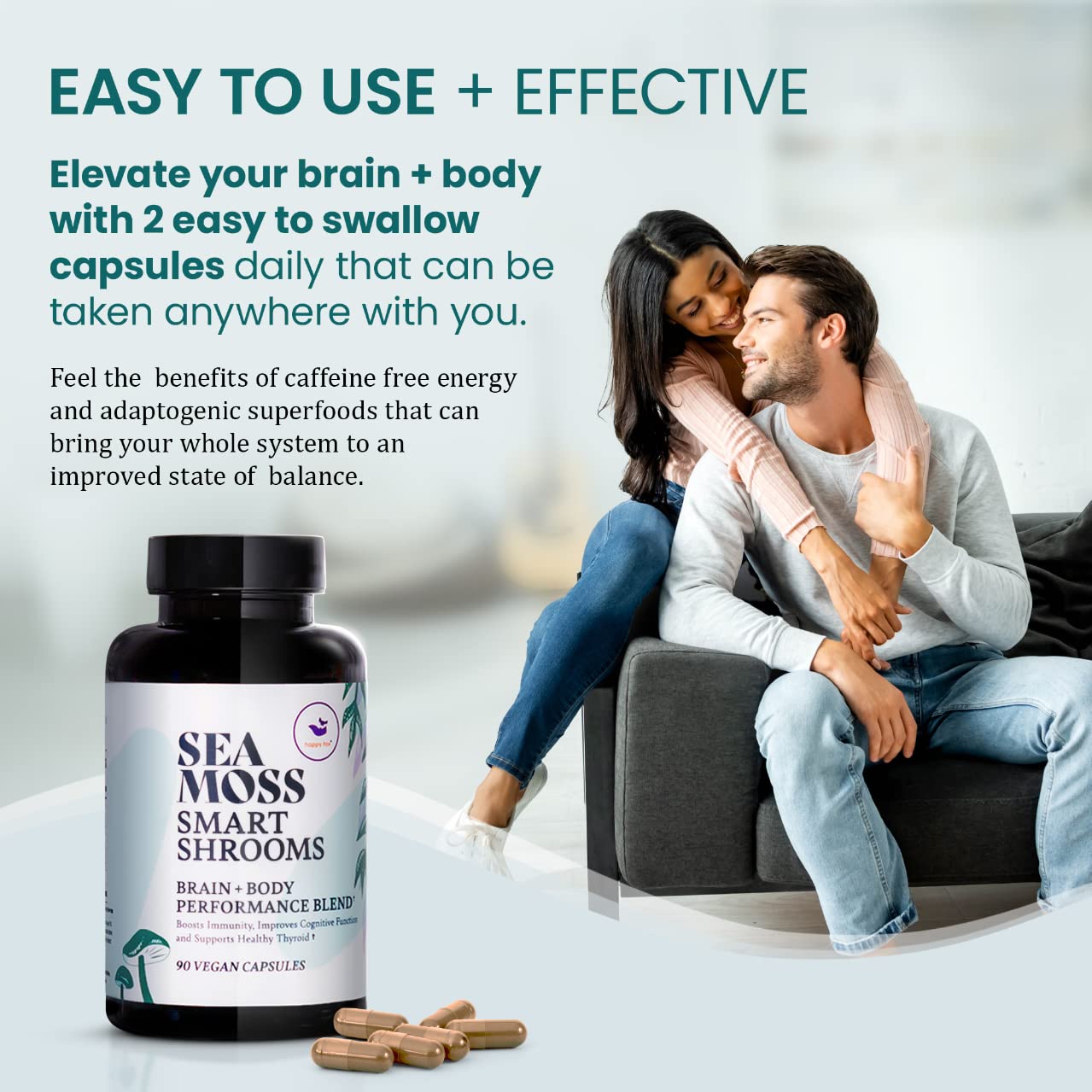 Foto 7 pulgar | Suplemento Happy Fox Irish Sea Moss & Mushroom 1500 Mg 90 Cápsulas - Venta Internacional.