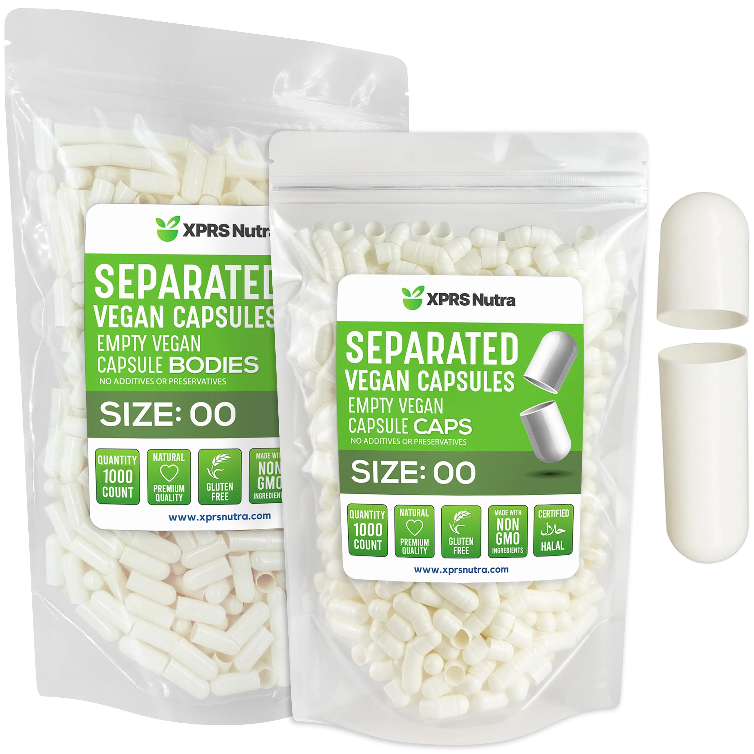 Cápsulas Vacías Xprs Nutra Vegan, Tamaño 00 - 1000 Unidades - Venta Internacional.