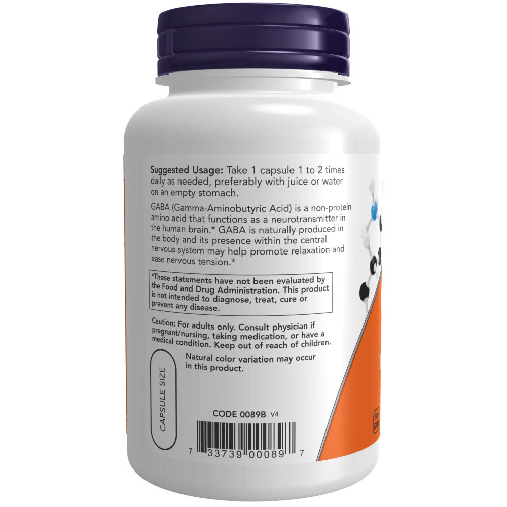 Foto 4 pulgar | Suplemento Now Foods Gaba 750 Mg 100 Cápsulas Vcaps (paquete De 2) - Venta Internacional.