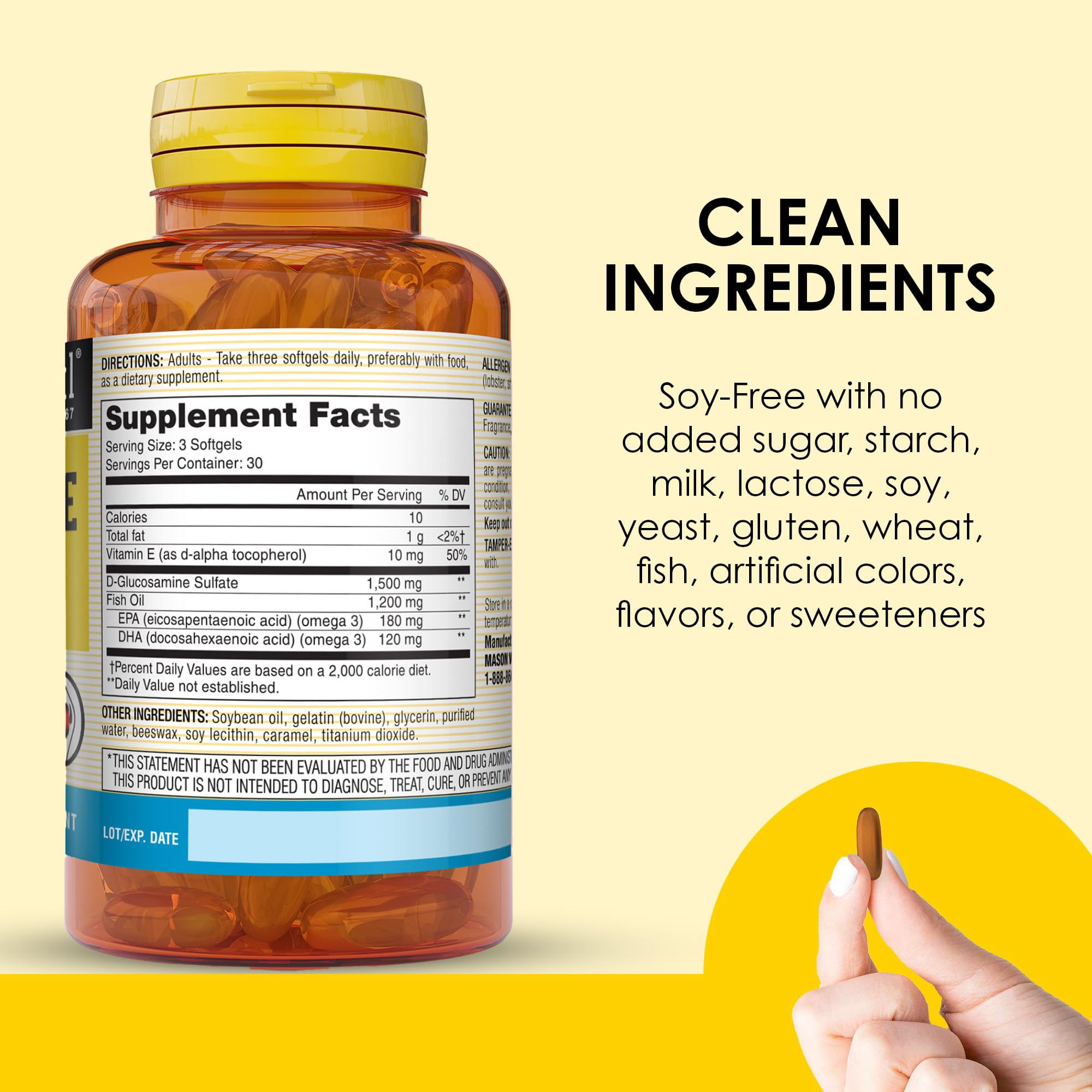 Foto 5 | Suplemento De Glucosamina Y Aceite De Pescado Mason Natural Con Dha Y Omega 3 - Venta Internacional.