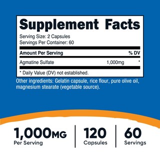 Foto 2 | Suplemento Nutricost Sulfato De Agmatina 1000 Mg 120 Cápsulas - Venta Internacional.
