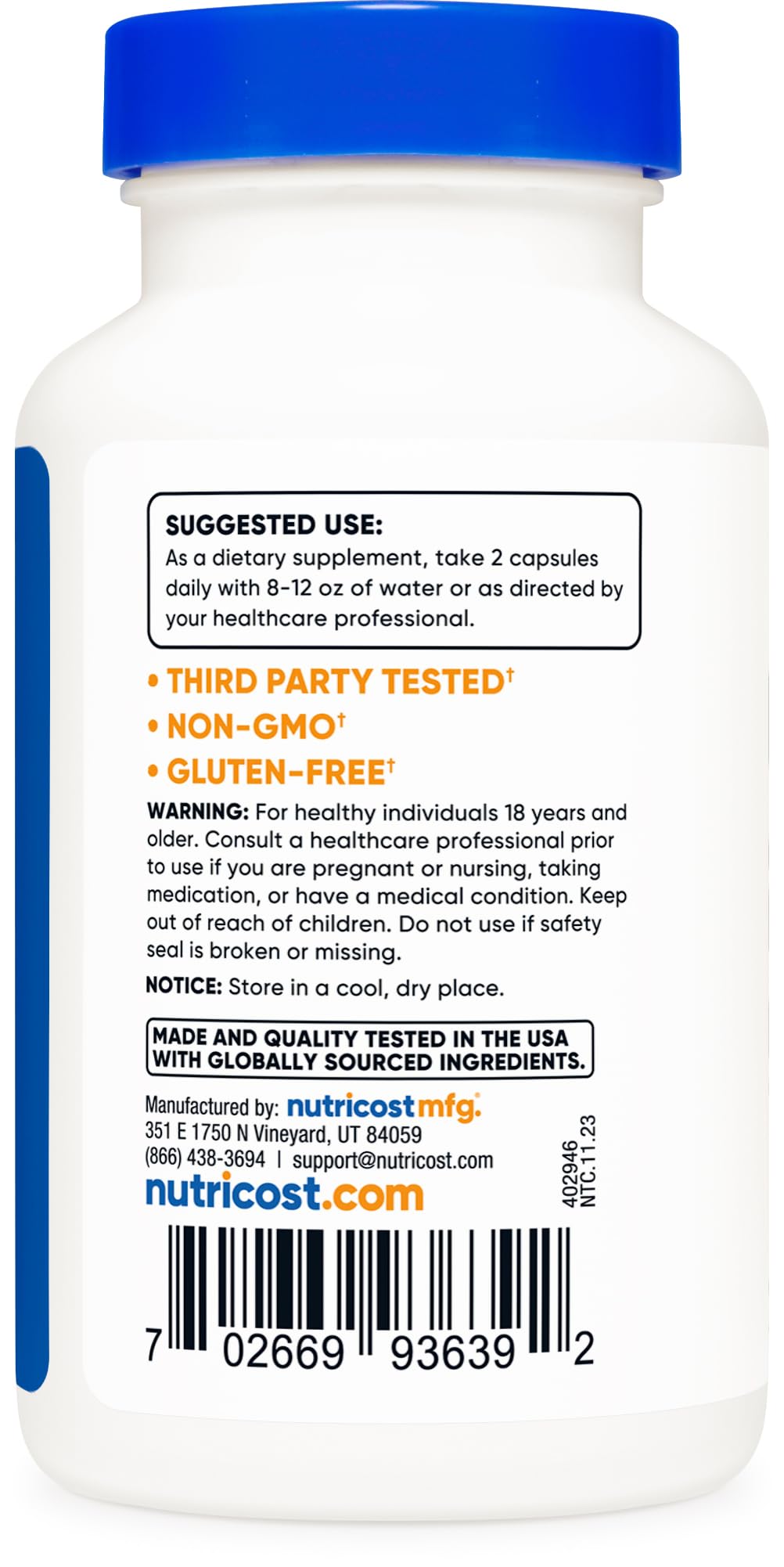 Foto 4 | Suplemento Nutricost Sulfato De Agmatina 1000 Mg 120 Cápsulas - Venta Internacional.