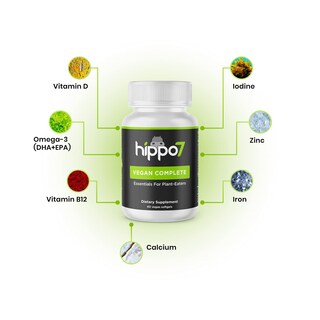 Foto 4 | Suplemento Hippo7 Vegan Complete Multivitamínico 60 Cápsulas Blandas - Venta Internacional.