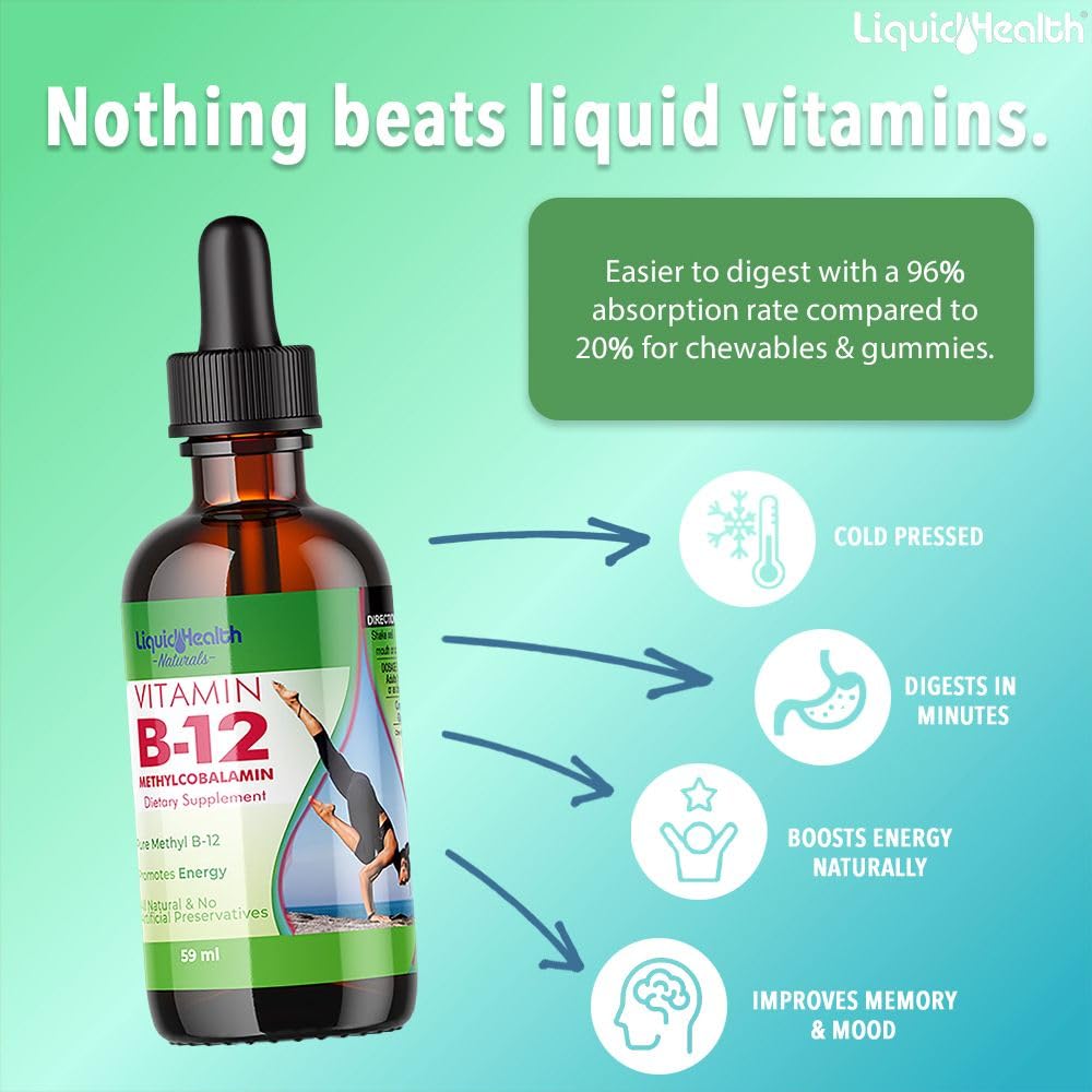 Foto 3 pulgar | Suplemento Liquidhealth Vitamina B12 Metilcobalamina 2500 Mcg - Venta Internacional.