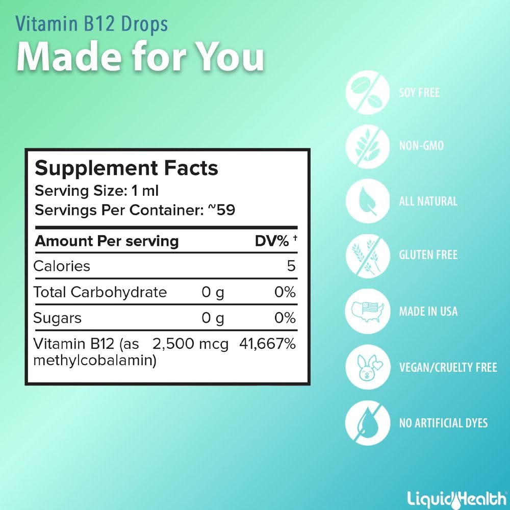 Foto 6 pulgar | Suplemento Liquidhealth Vitamina B12 Metilcobalamina 2500 Mcg - Venta Internacional.