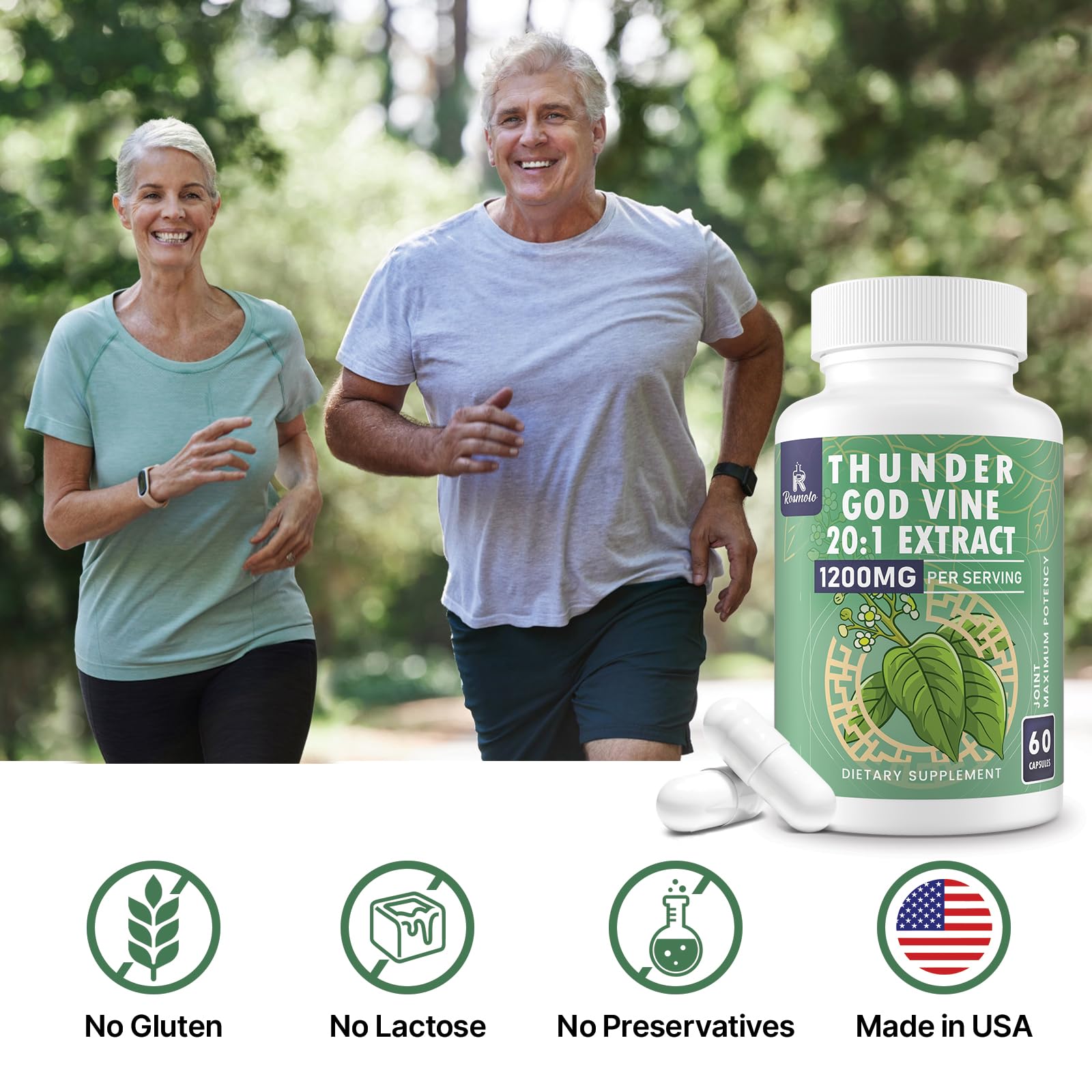 Foto 8 pulgar | Suplemento Rosmolo Thunder God Vine Root 1200 Mg 20:1 60 Cápsulas - Venta Internacional.