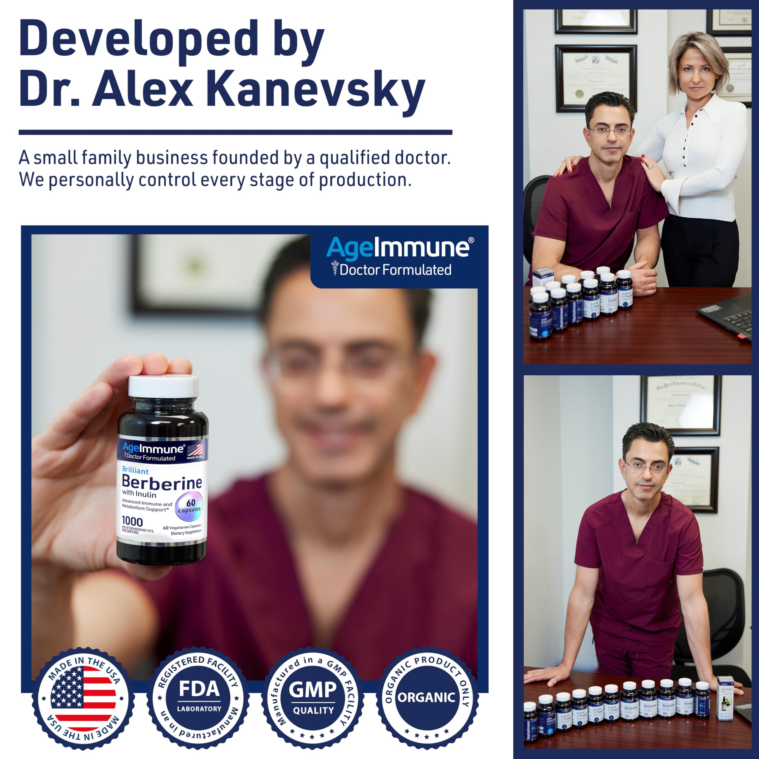Foto 6 pulgar | Suplemento Ageimmune Berberine 1000 Mg Con Prebiótico De Inulina - Venta Internacional.