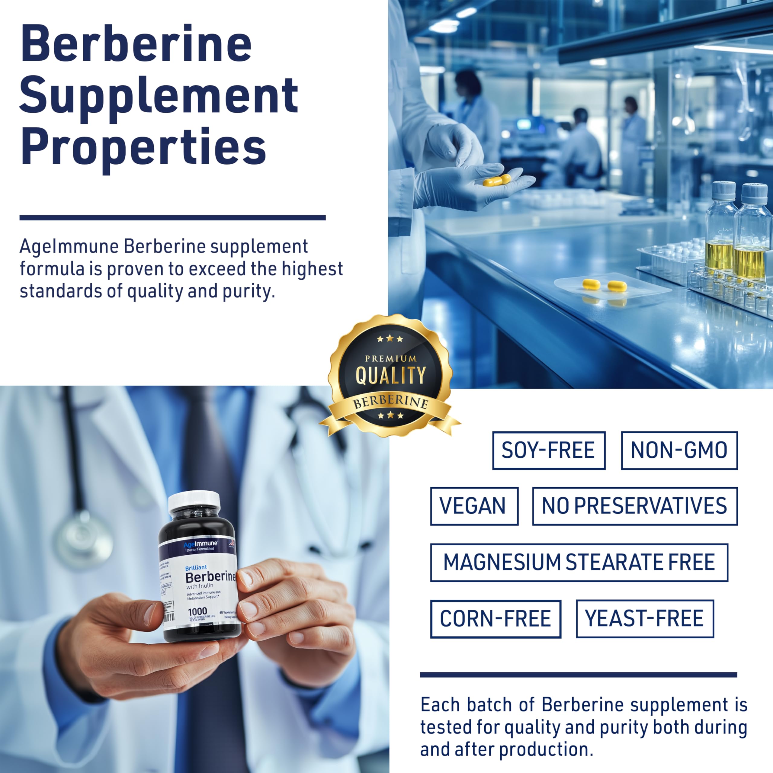 Foto 7 pulgar | Suplemento Ageimmune Berberine 1000 Mg Con Prebiótico De Inulina - Venta Internacional.