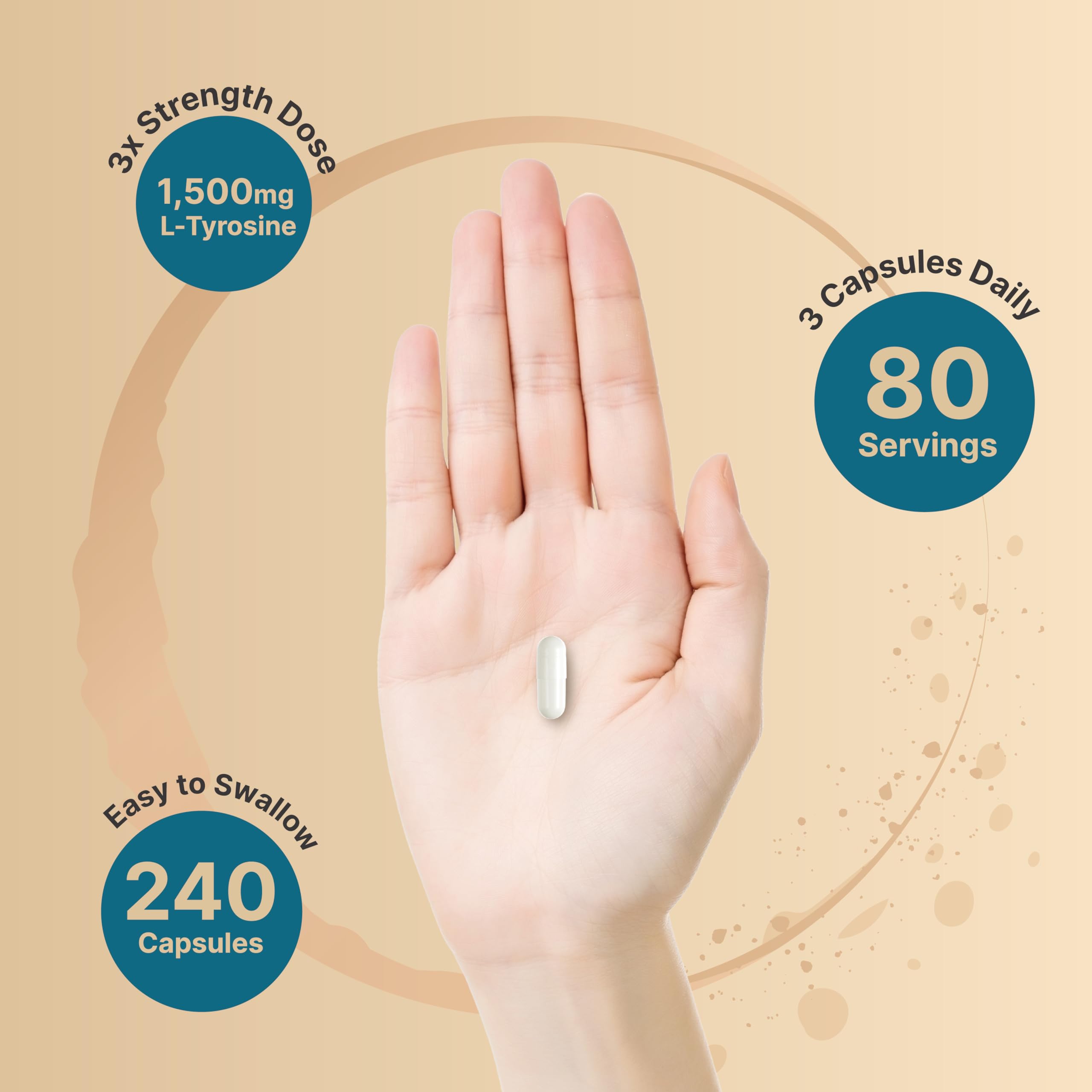 Foto 5 pulgar | Suplemento L-tirosina Naturebell 1500 Mg 240 Cápsulas - Venta Internacional.